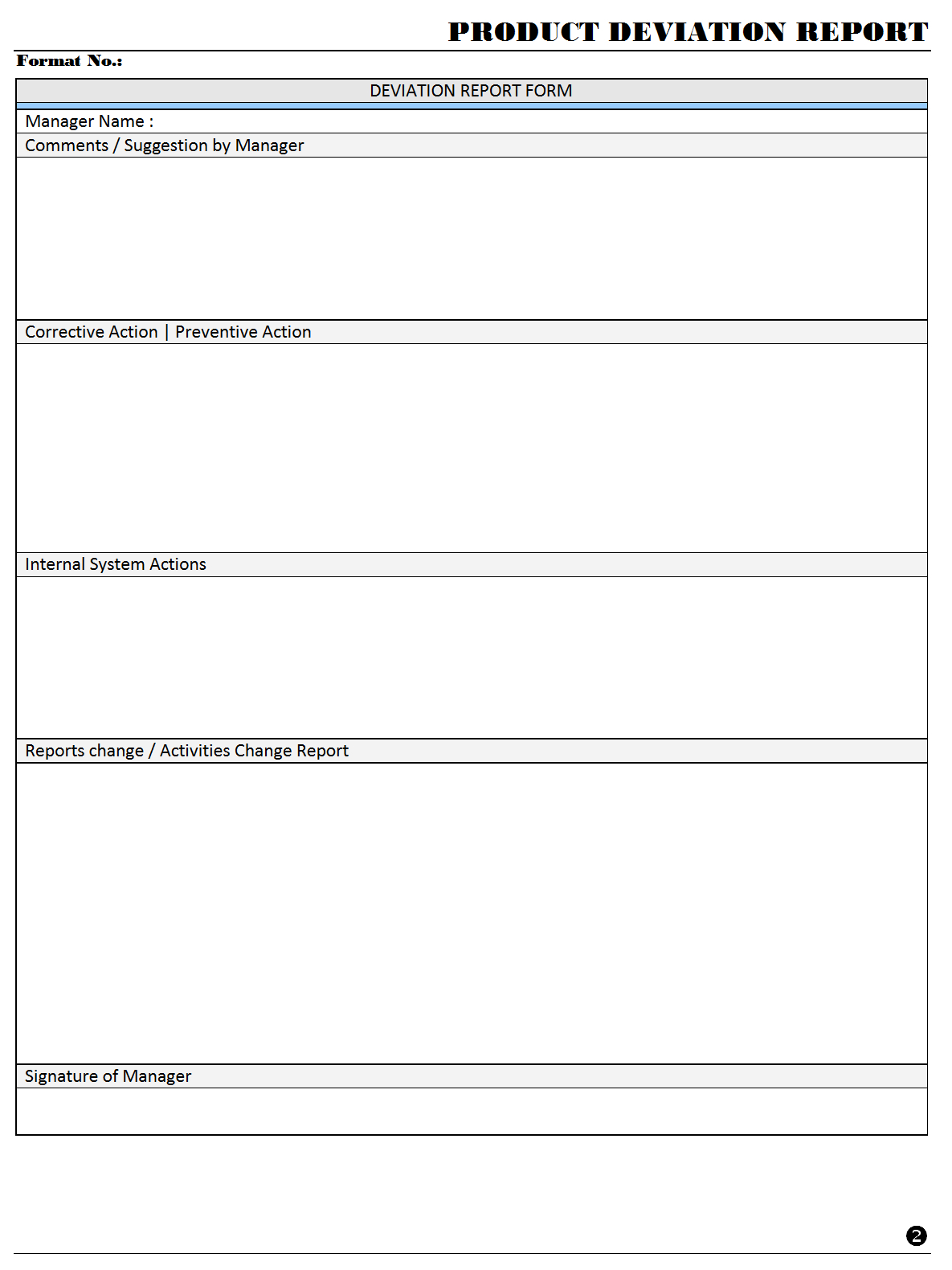 Product Deviation Report Format | Samples | Excel Document For Deviation Report Template