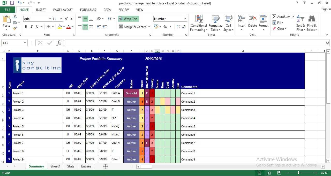 Project Portfolio Management Excel Template - Engineering With Regard To Portfolio Management Reporting Templates