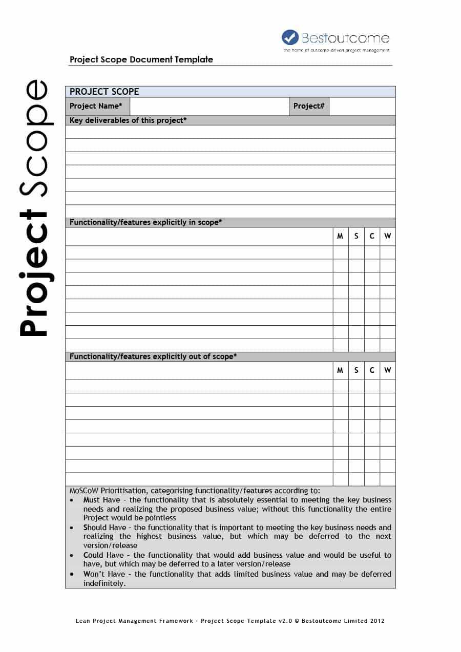 Project Scope Document Template – Dalep.midnightpig.co With Report Specification Template