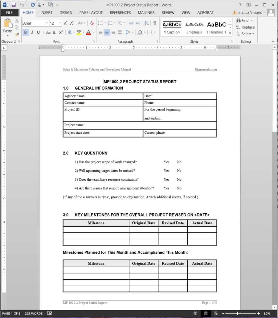 Project Status Report Template | Mp1000 2 For Project Management Status Report Template
