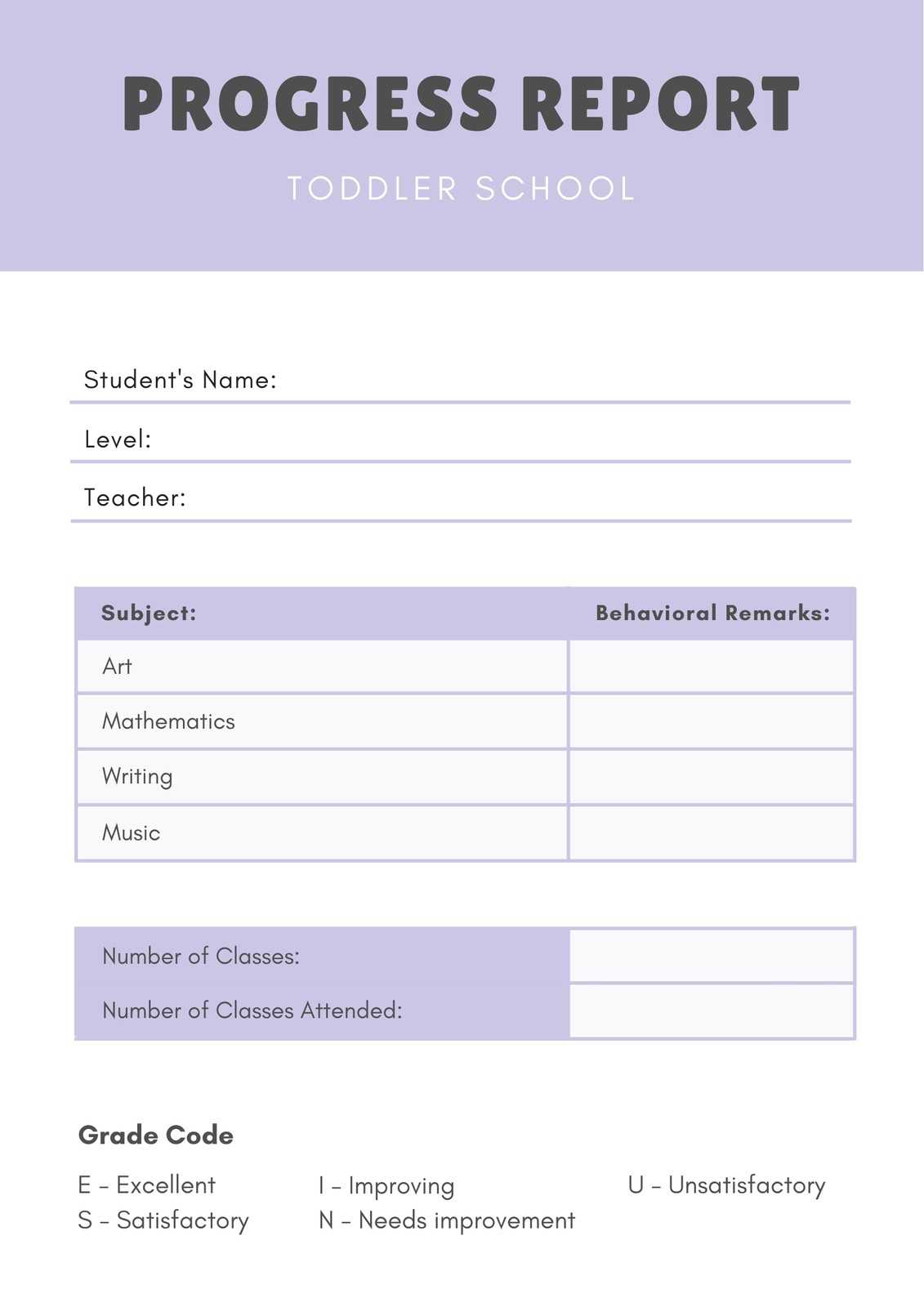 Purple Lines Preschool Report Card – Templatescanva With Boyfriend Report Card Template