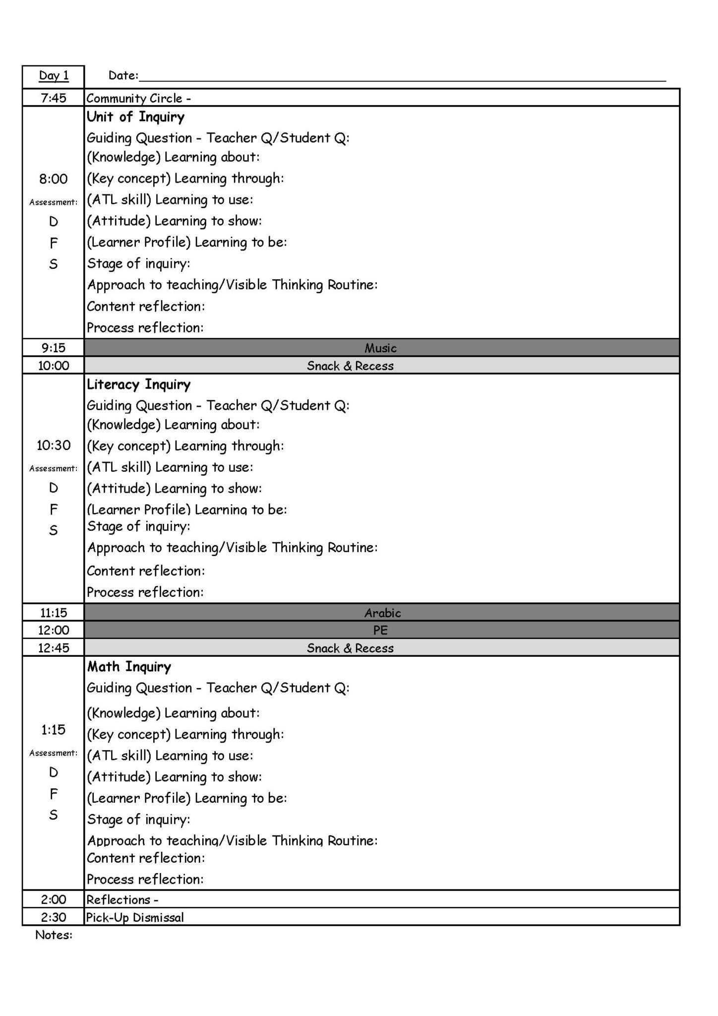 Pyp Day Plan Template Making Good Humans Intended For Blank Unit pyp-day-plan-template-making-good-humans-intended-for-blank-unit