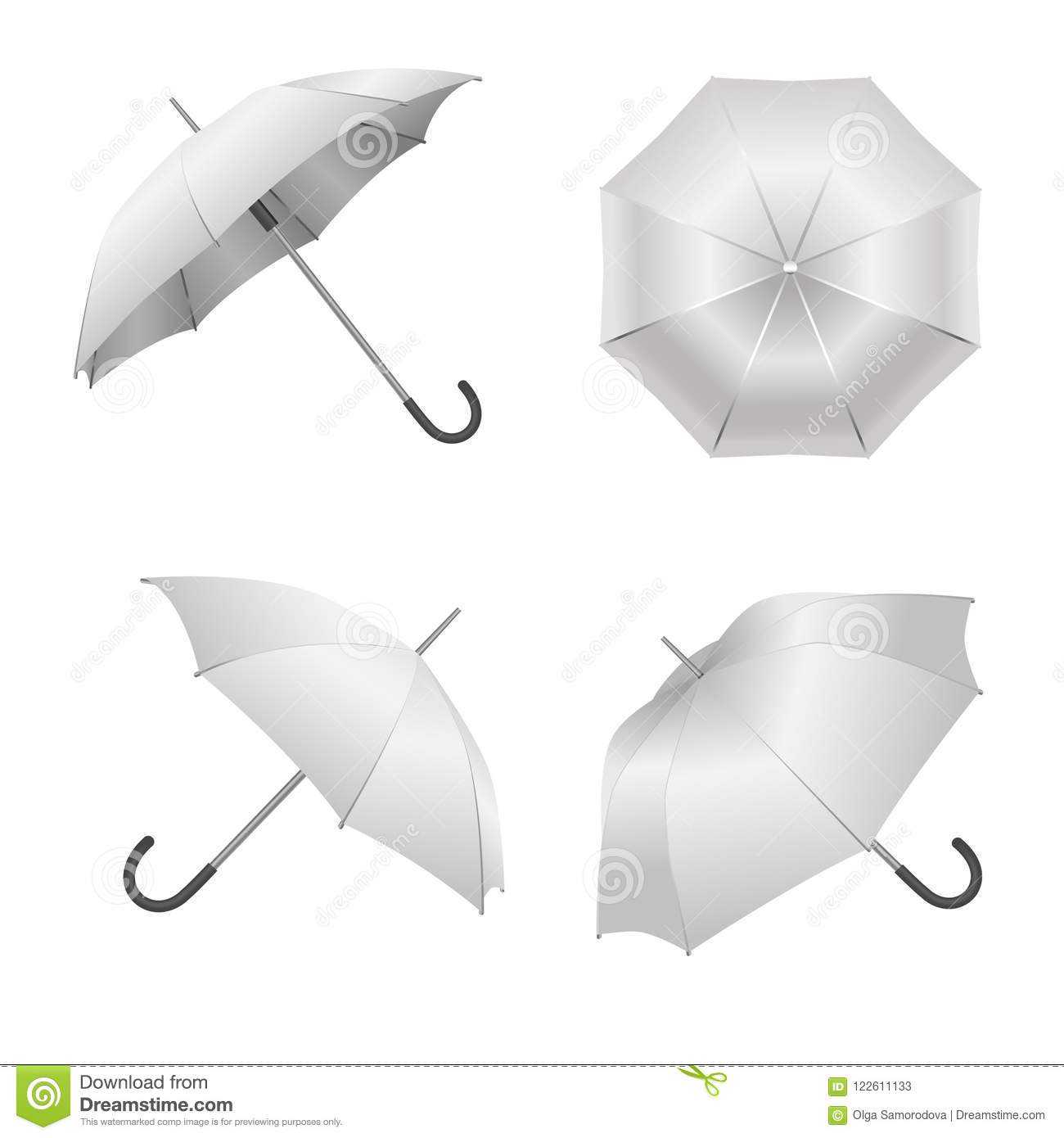 Realistic Detailed 3D White Blank Umbrella Template Mockup With Regard To Blank Umbrella Template