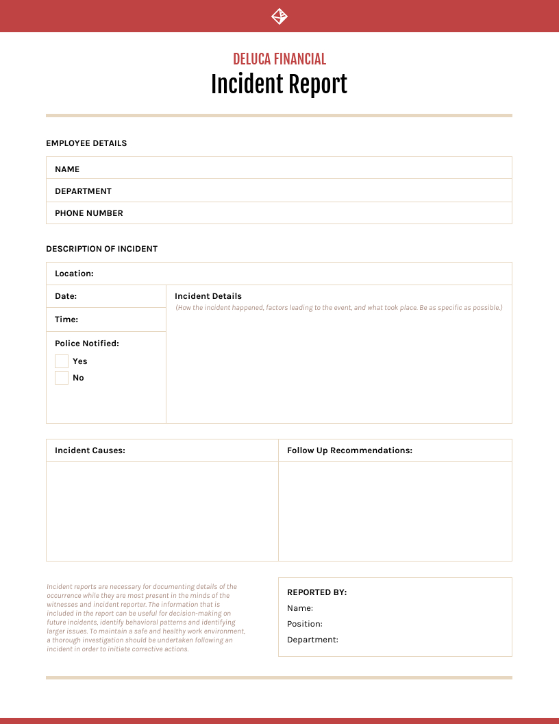 Red Incident Report Template In Incident Summary Report Template