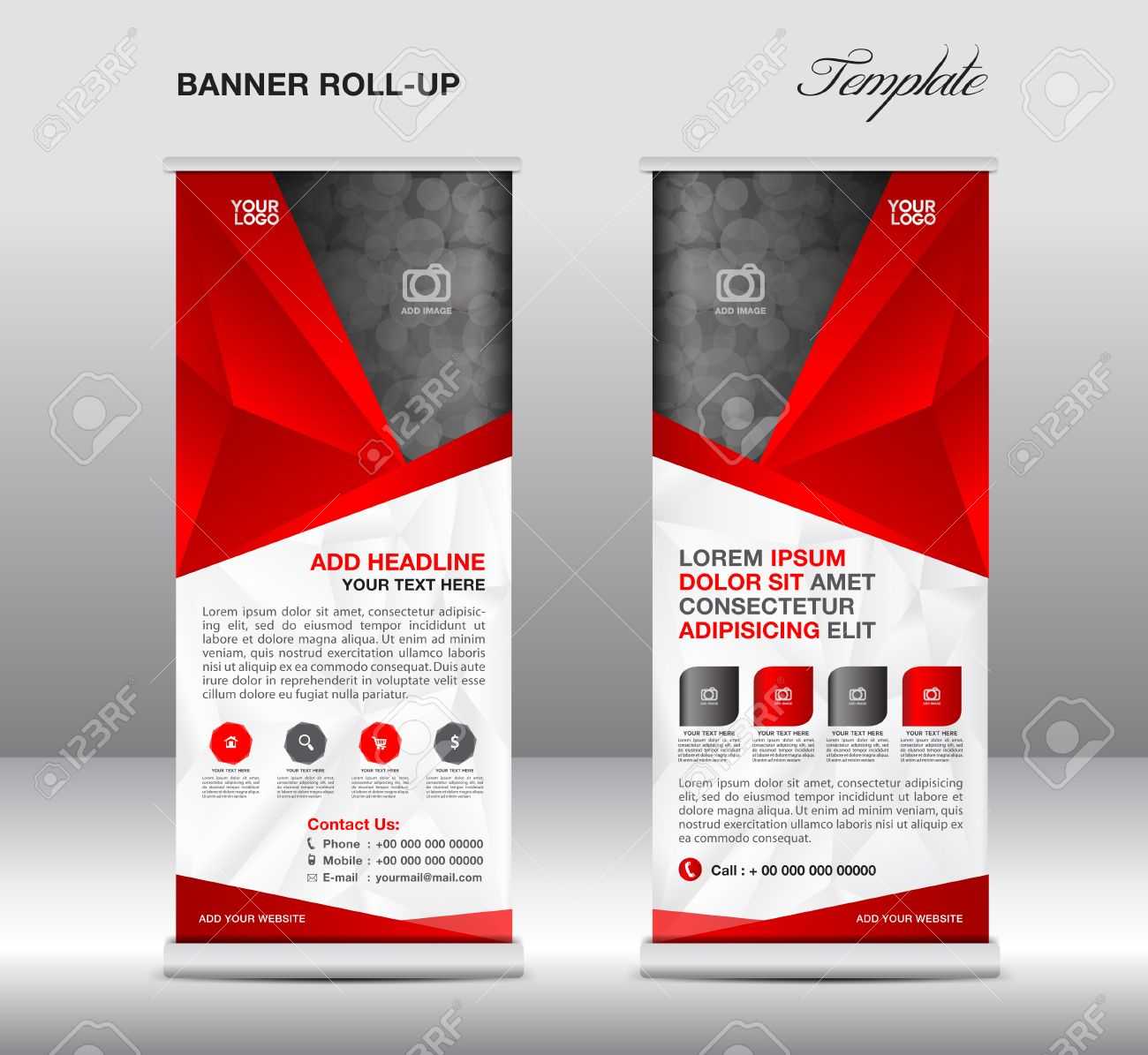 Red Roll Up Banner Stand Template, Stand Design,banner Template,.. In Banner Stand Design Templates