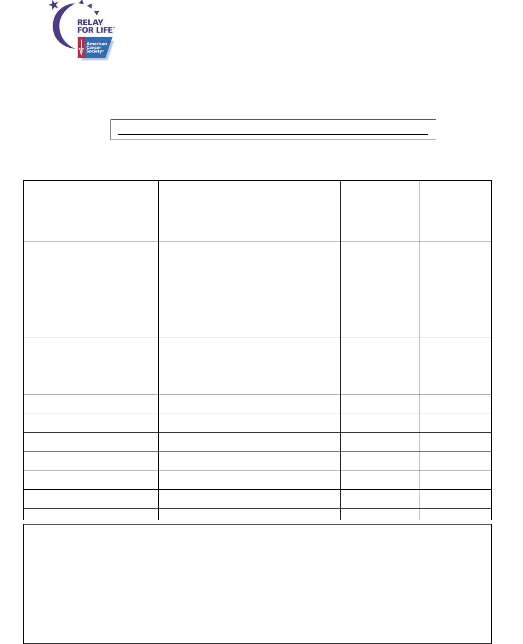 Relay For Life Donation Form – America Free Download With Blank Sponsor Form Template Free