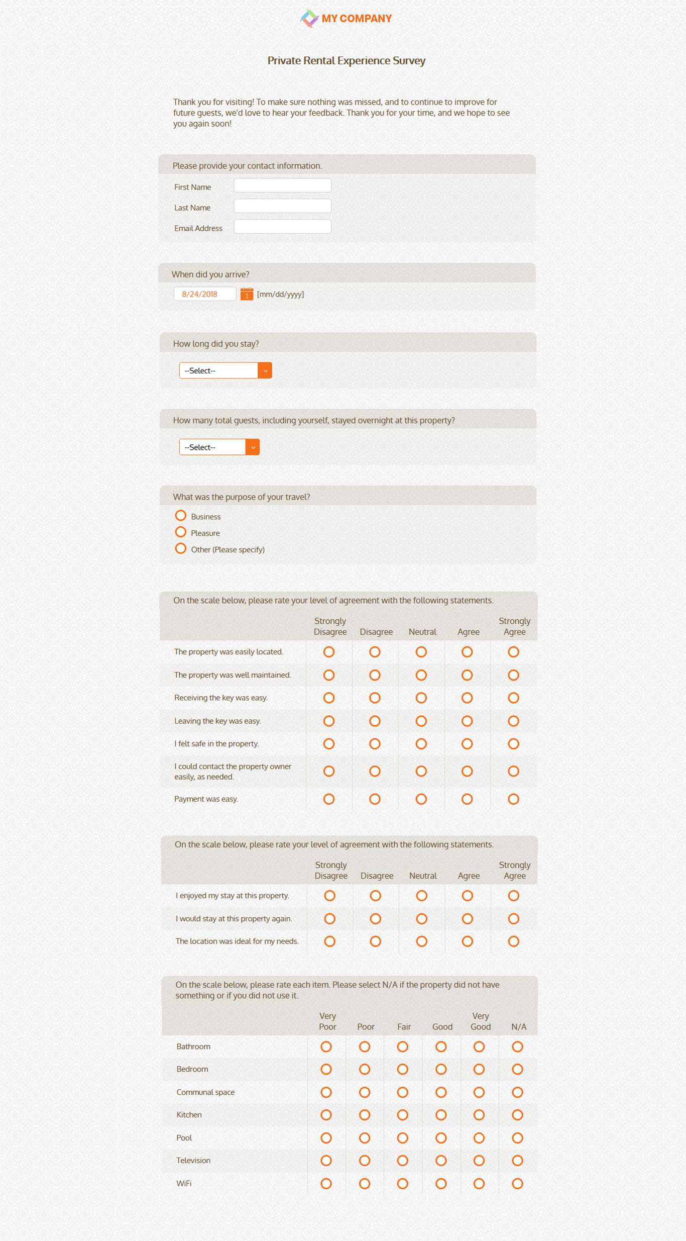 Rental Experience Survey Template [12 Questions] | Sogosurvey In Poll Template For Word