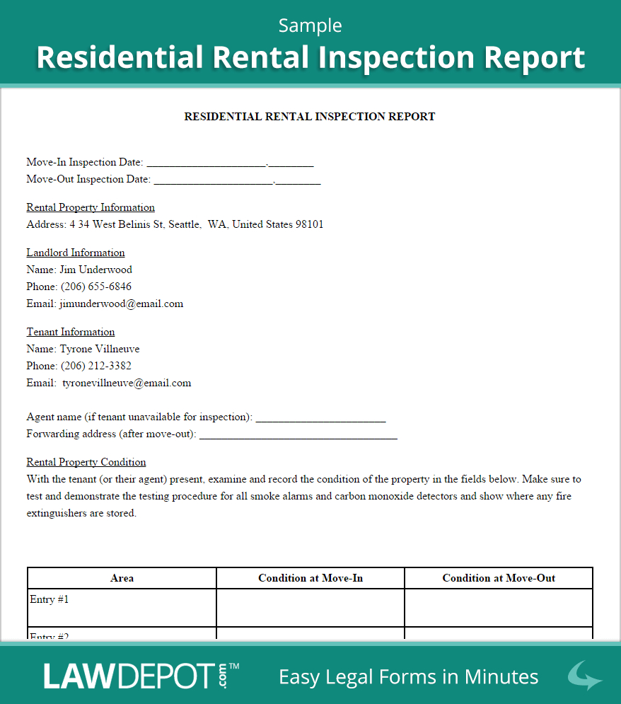 Rental Inspection Report | Property Inspection Checklist In Home Inspection Report Template Pdf