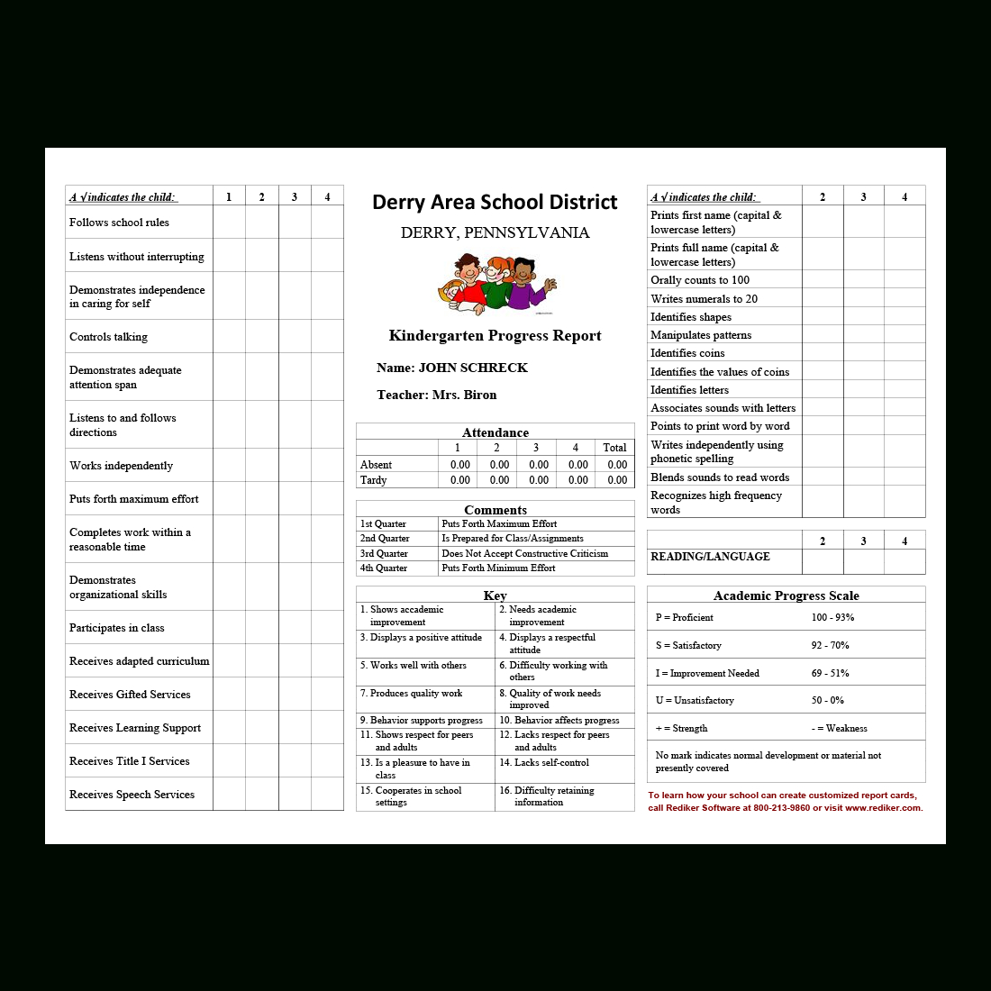 Report Card Software – Grade Management | Rediker Software Regarding Summer School Progress Report Template