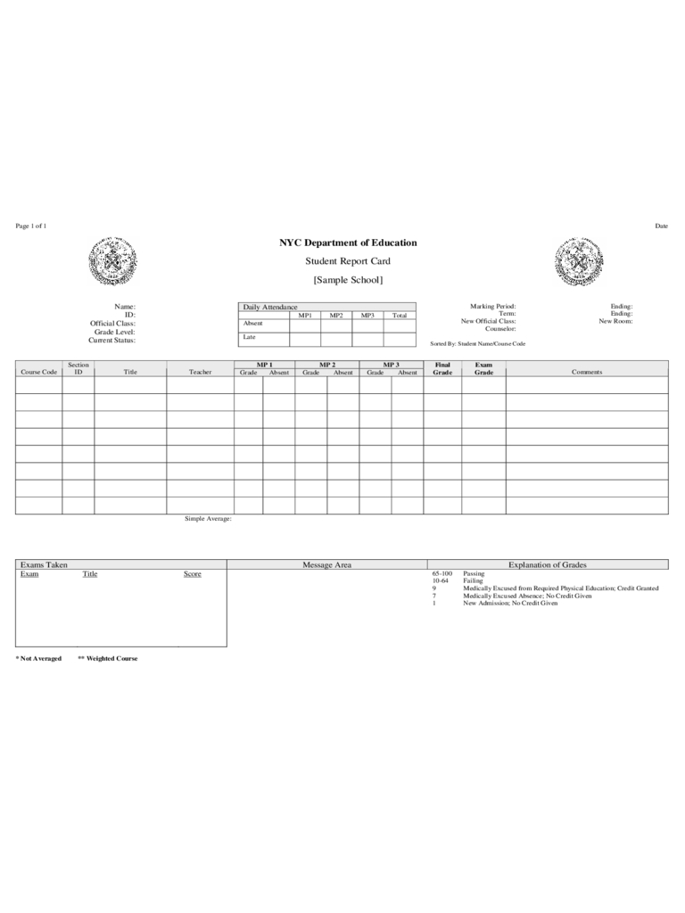 Report Card Template – 3 Free Templates In Pdf, Word, Excel Pertaining To Report Card Template Pdf