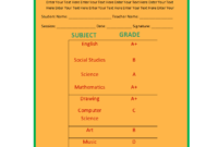 Report Card Template in Report Card Format Template