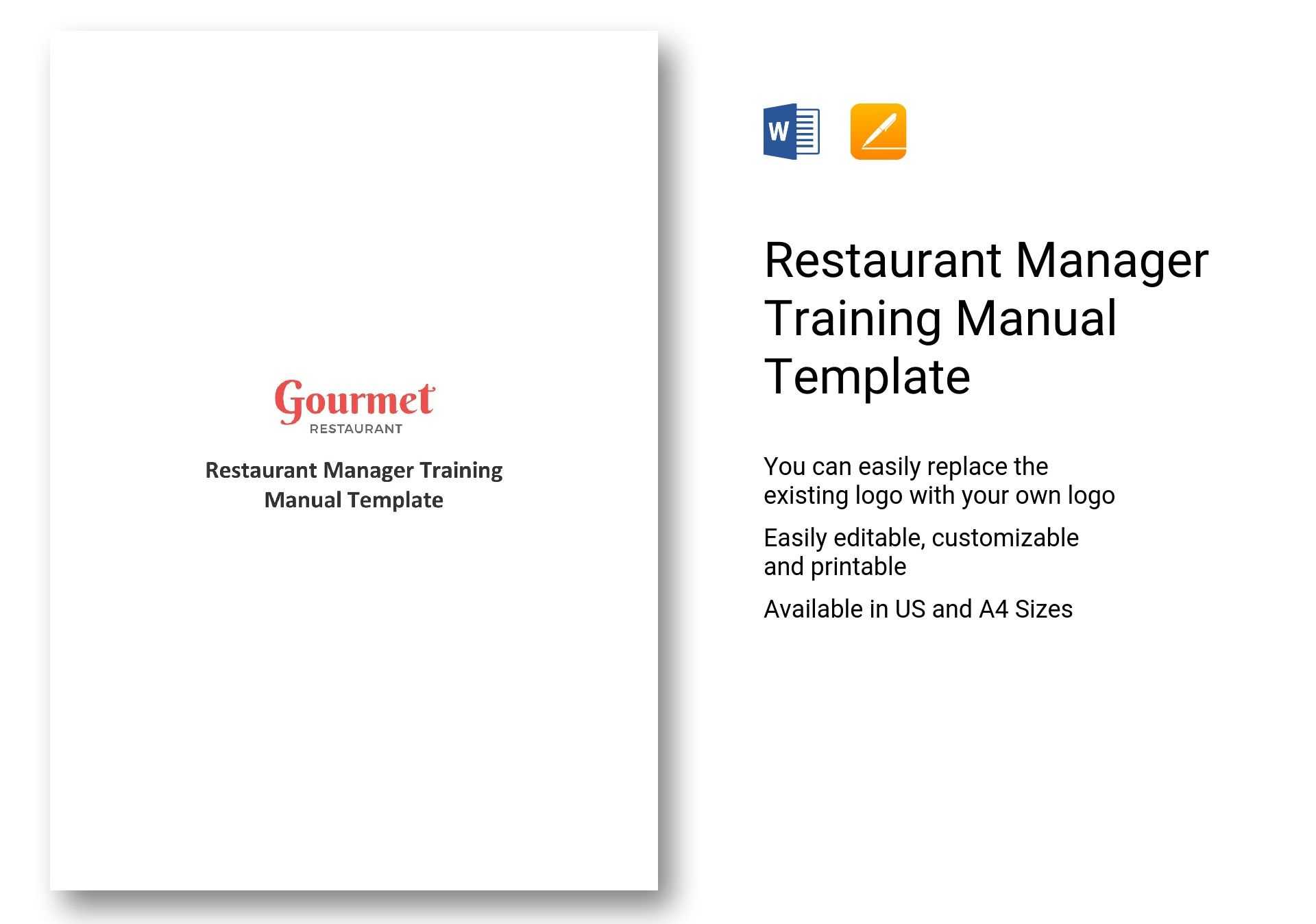 Restaurant Manager Training Manual Template In Word, Apple Pages Intended For Training Documentation Template Word