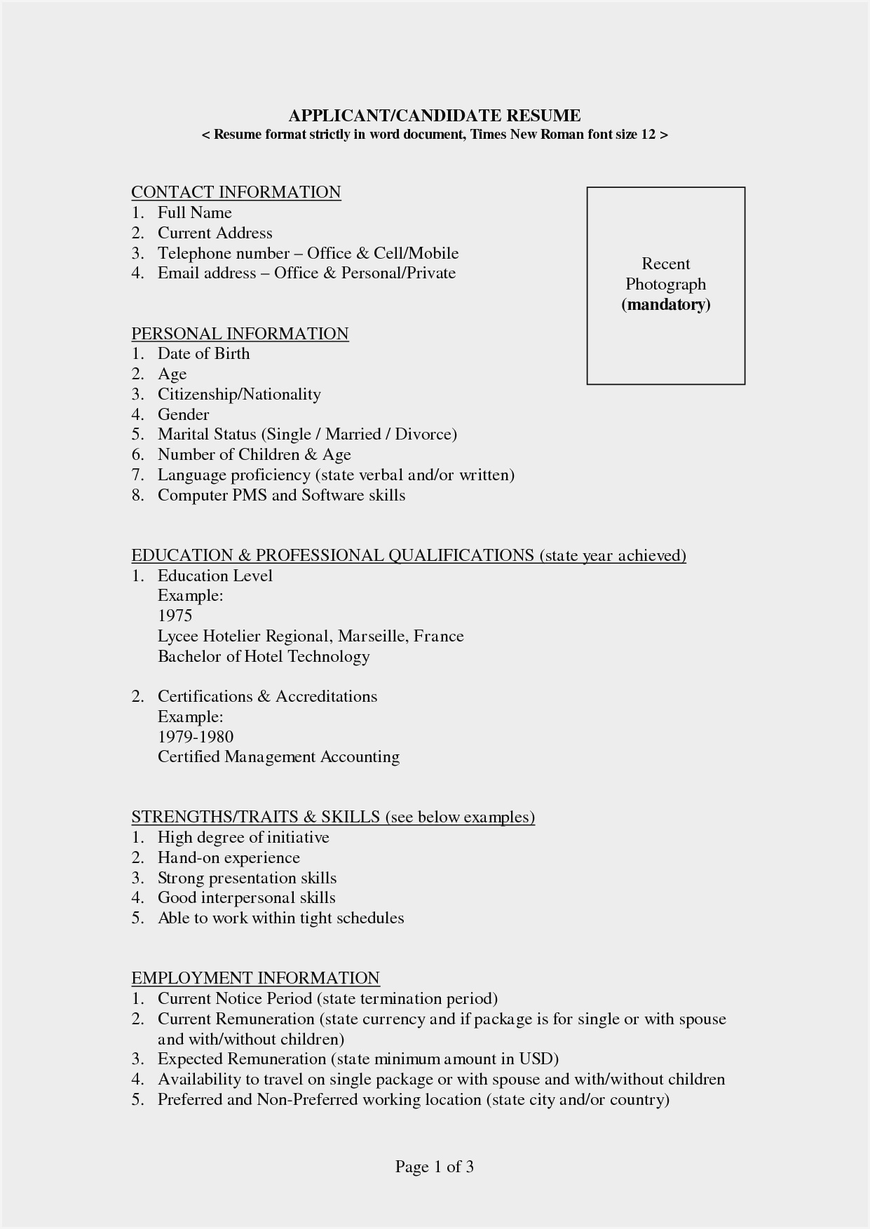 Resume Format Template For Word Download – Resume Sample Throughout Simple Resume Template Microsoft Word