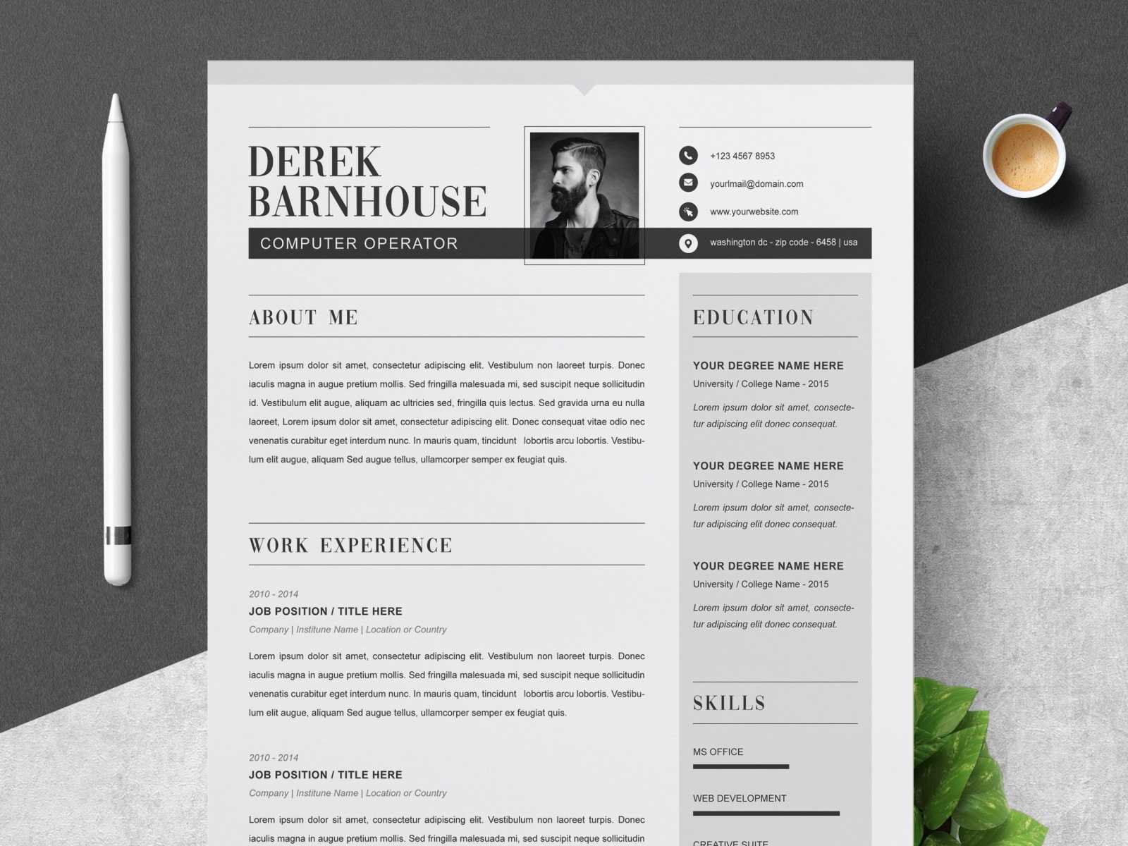 Resume Template Wordresume Templates On Dribbble Throughout Microsoft Word Cover Page Templates Download