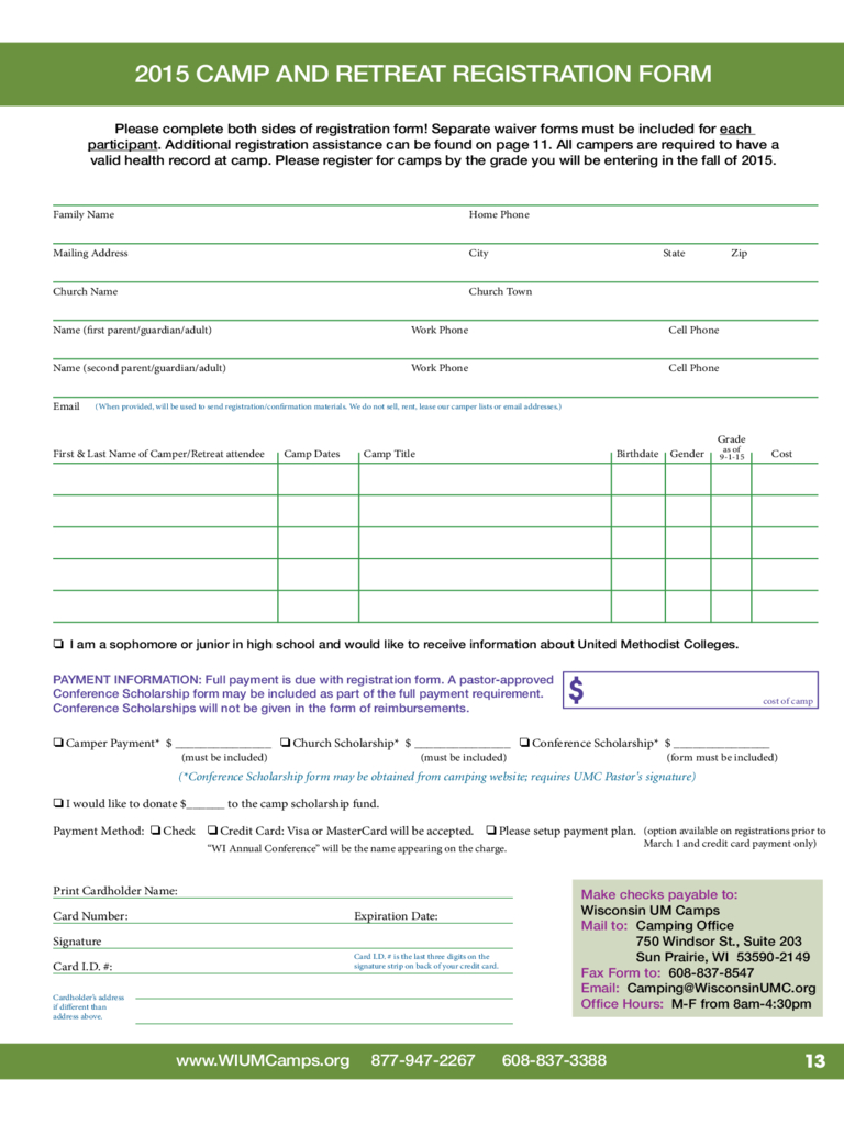 Retreat Registration Form – 2 Free Templates In Pdf, Word Pertaining To Camp Registration Form Template Word