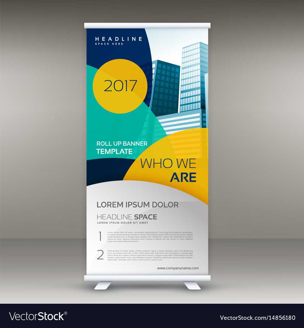 Roll Up Banner Design Template With Modern Shapes Within Pop Up Banner Design Template