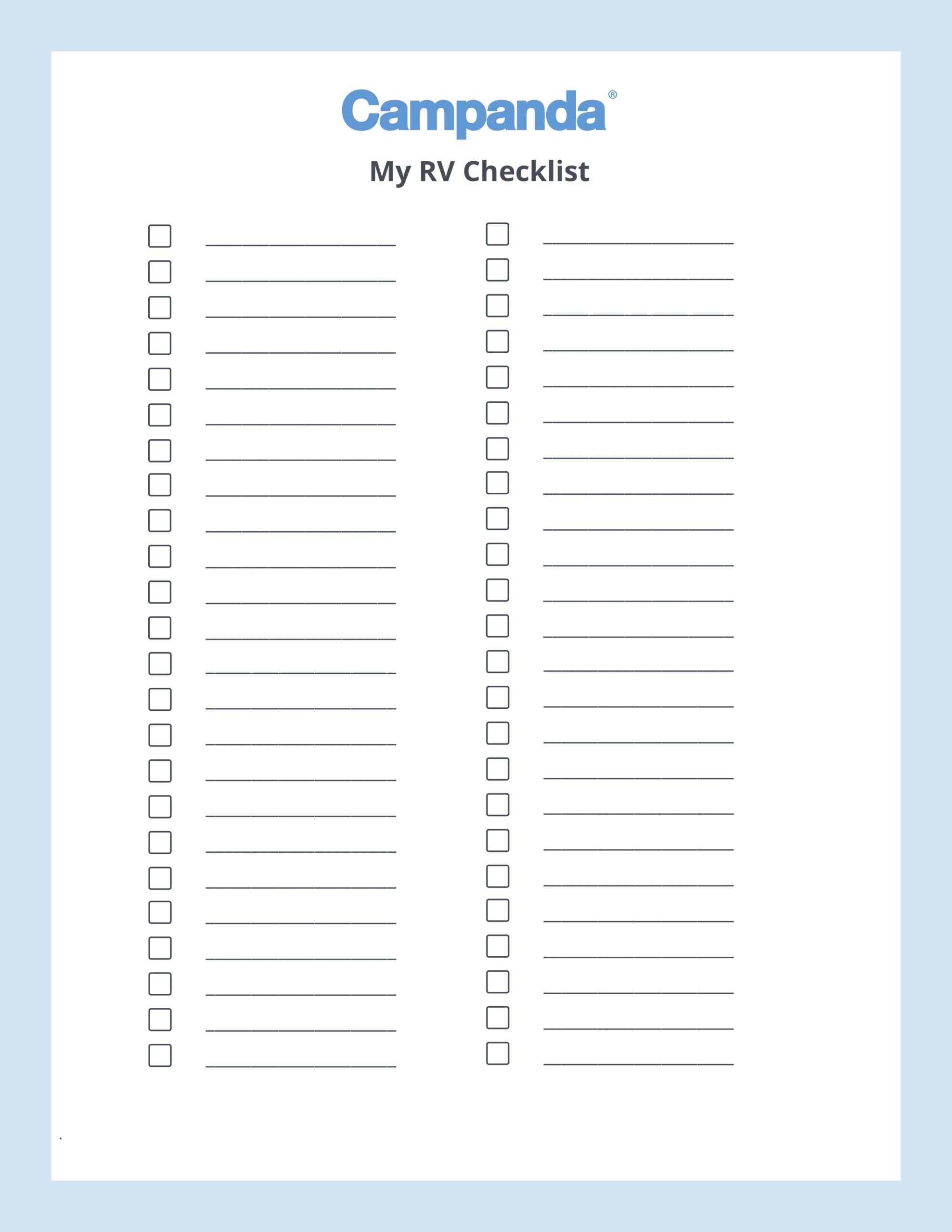 Rv Checklists: 6 Printable Packing Lists | Campanda Regarding Blank Packing List Template