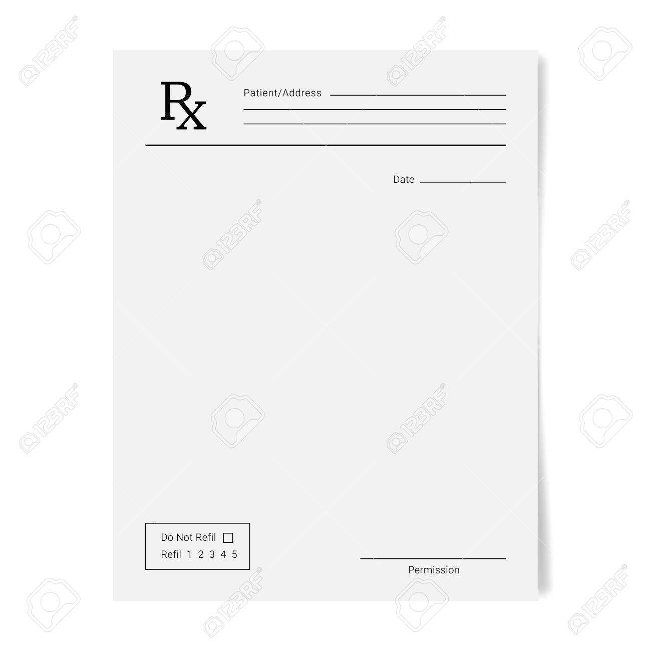 Rx Pad Template. Medical Regular Prescription Form Inside Blank Prescription Form Template