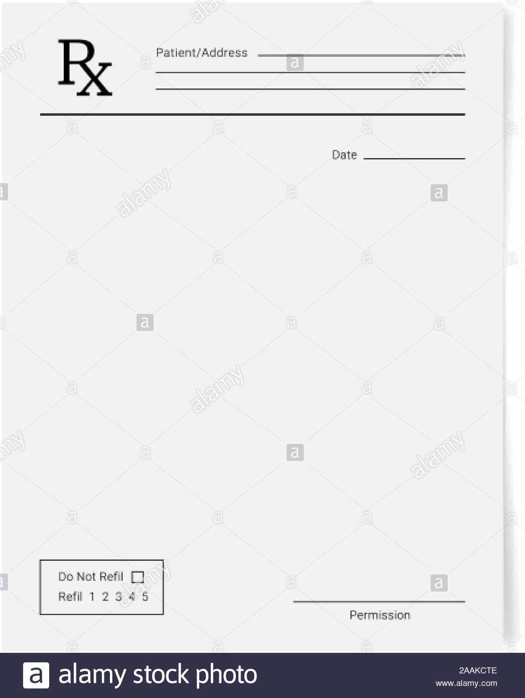Rx Pad Template. Medical Regular Prescription Form Stock With Regard To Blank Prescription Pad Template