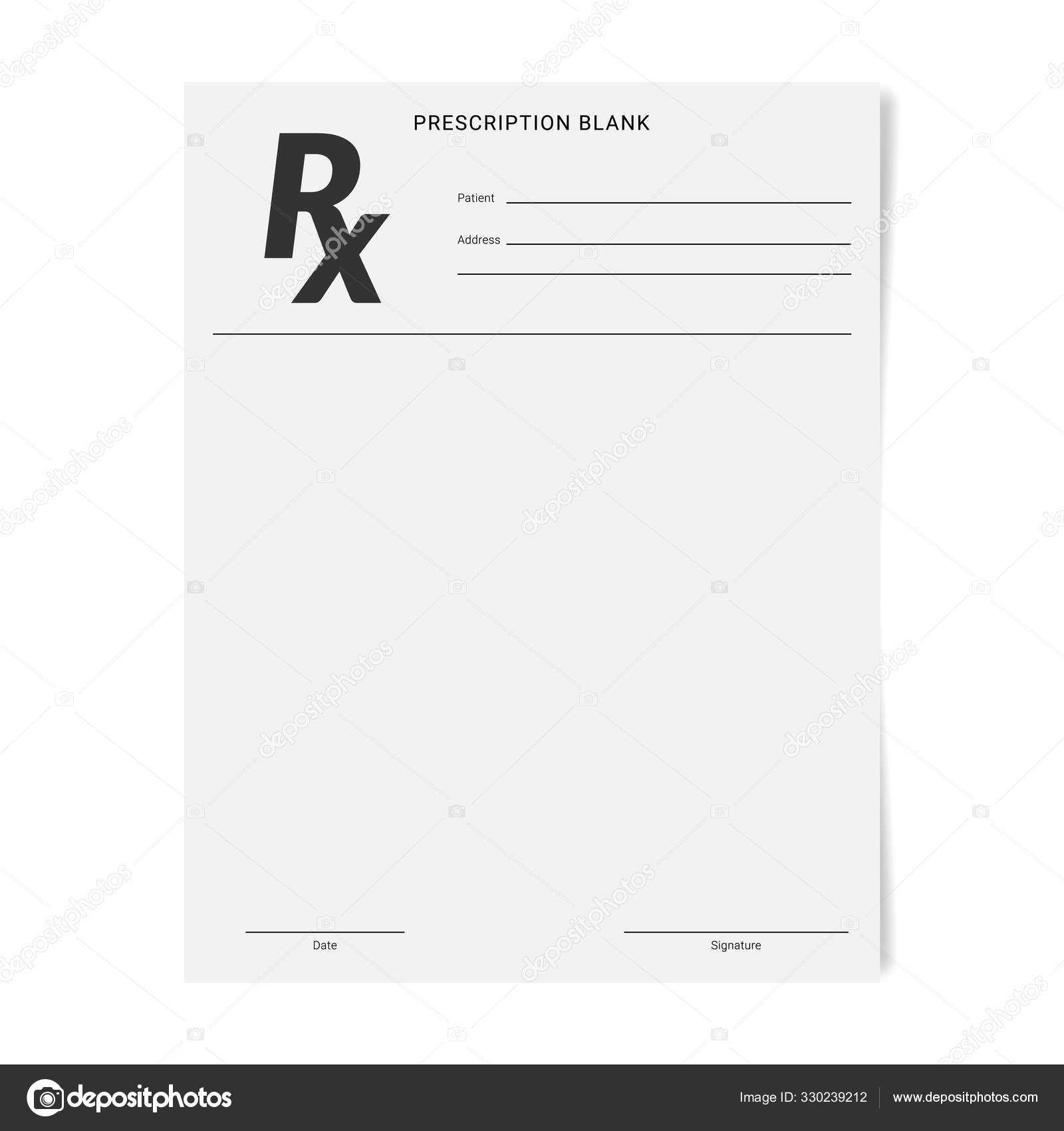 Rx Pad Template. Medical Regular Prescription Form. — Stock With Regard To Blank Prescription Pad Template