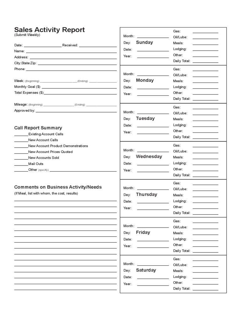 Sales Call Reports Templates Free – Best Professional Template For Sales Call Report Template