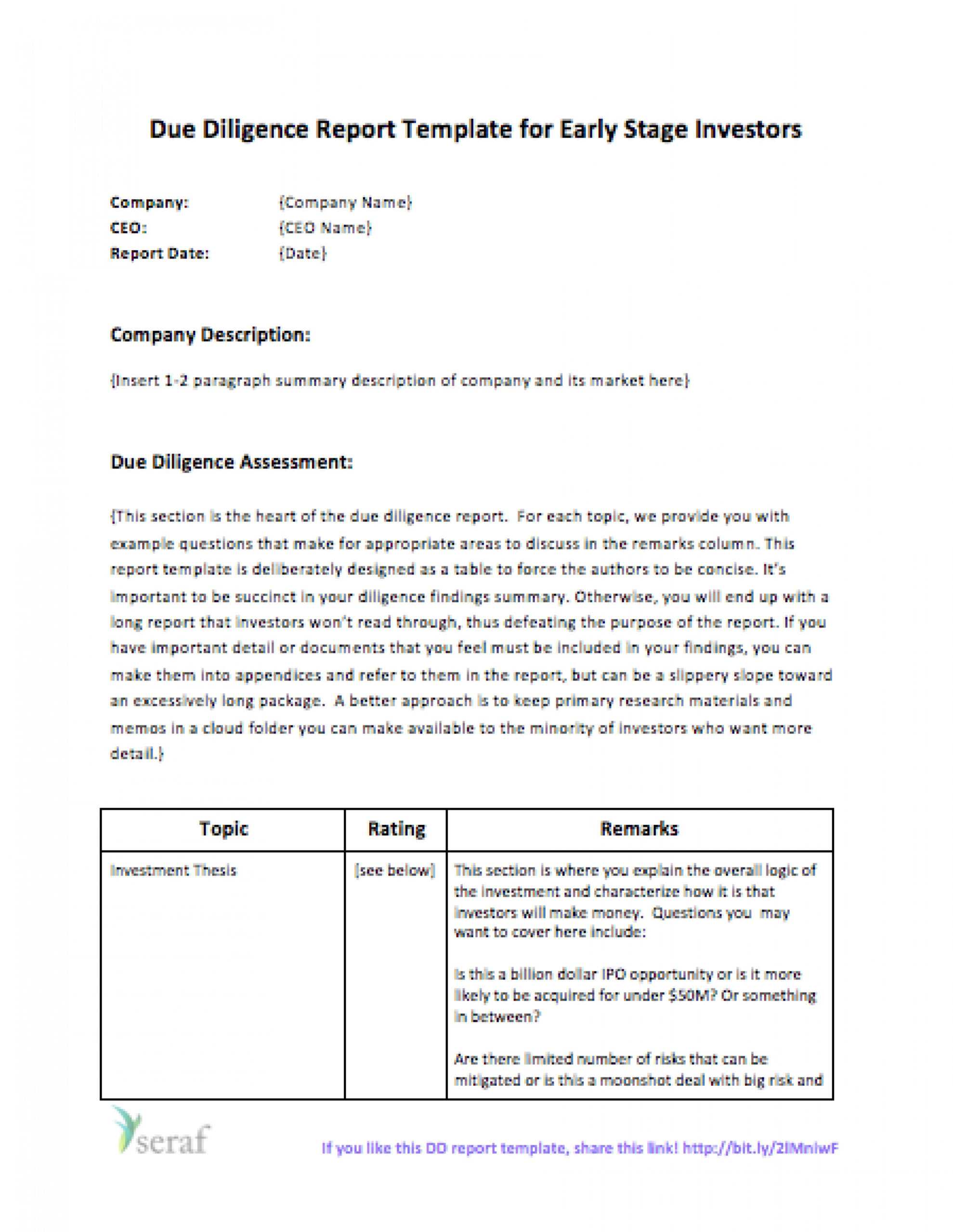 Sample Due Diligence Report – Dalep.midnightpig.co With Regard To Vendor Due Diligence Report Template