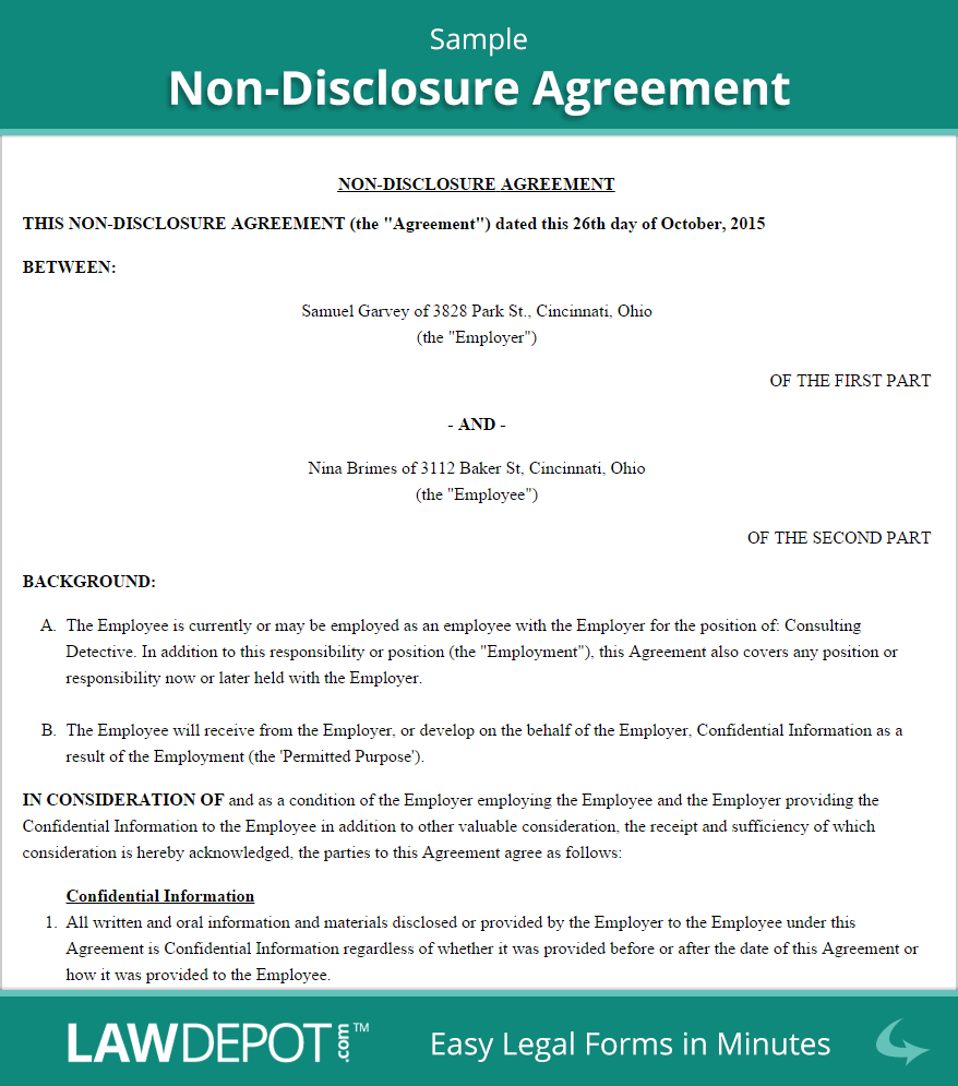 Sample Non Disclosure Agreement–Nda Template Pdf Doc Msword With Nda Template Word Document