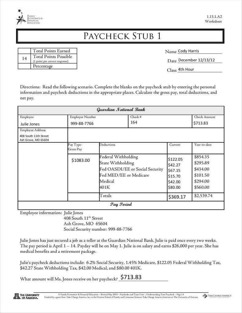 Sample Of Pay Stub Template Free – Calep.midnightpig.co Inside Blank Pay Stub Template Word