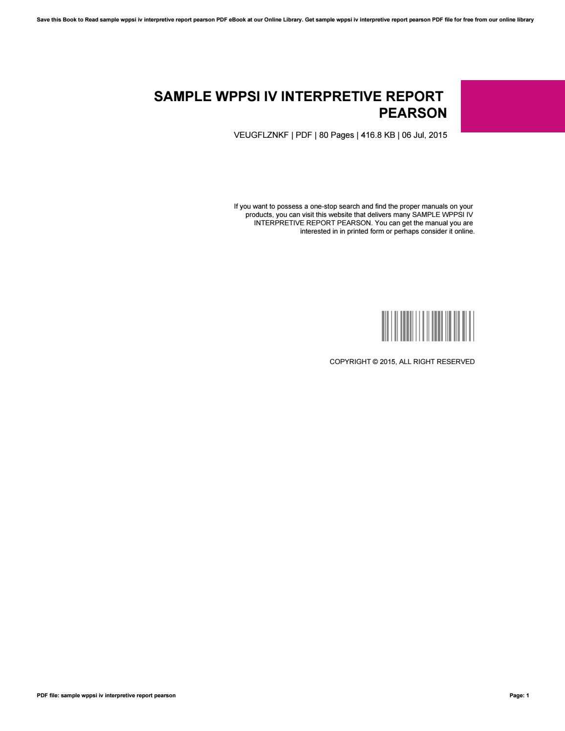 Sample Wppsi Iv Interpretive Report Pearson Throughout Wppsi Iv Report Template