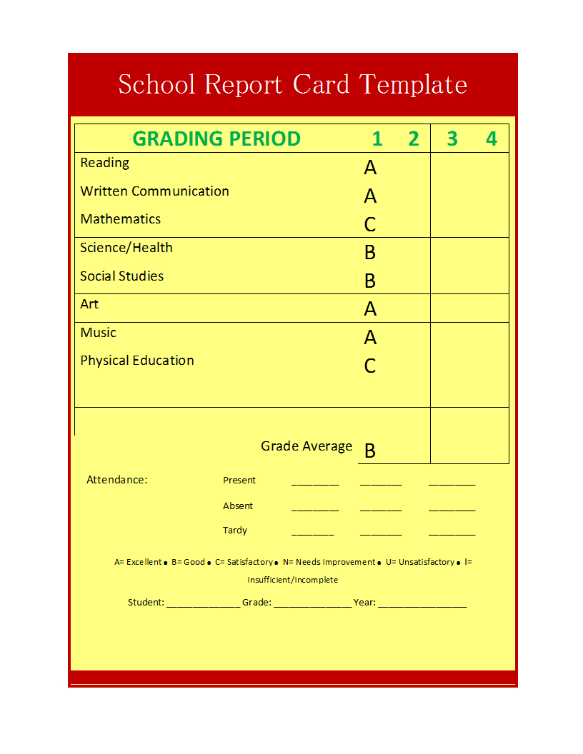 School Report Template Inside Report Card Format Template