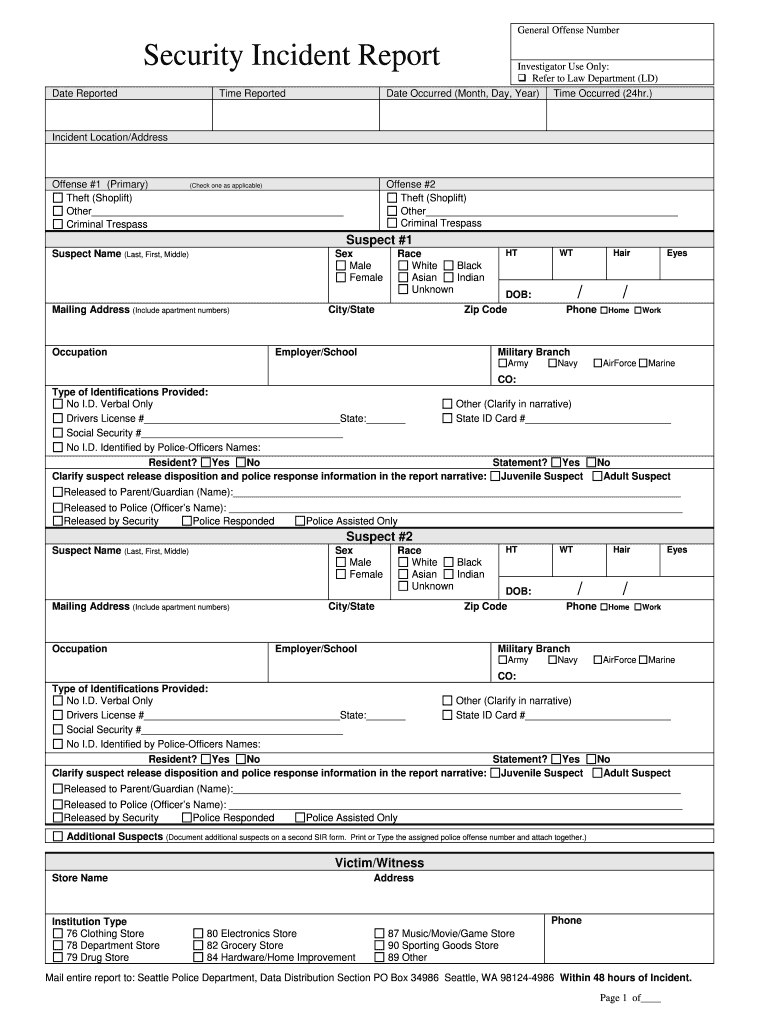 Security Guard Incident Report Pdf – Fill Online, Printable Intended For Incident Report Book Template