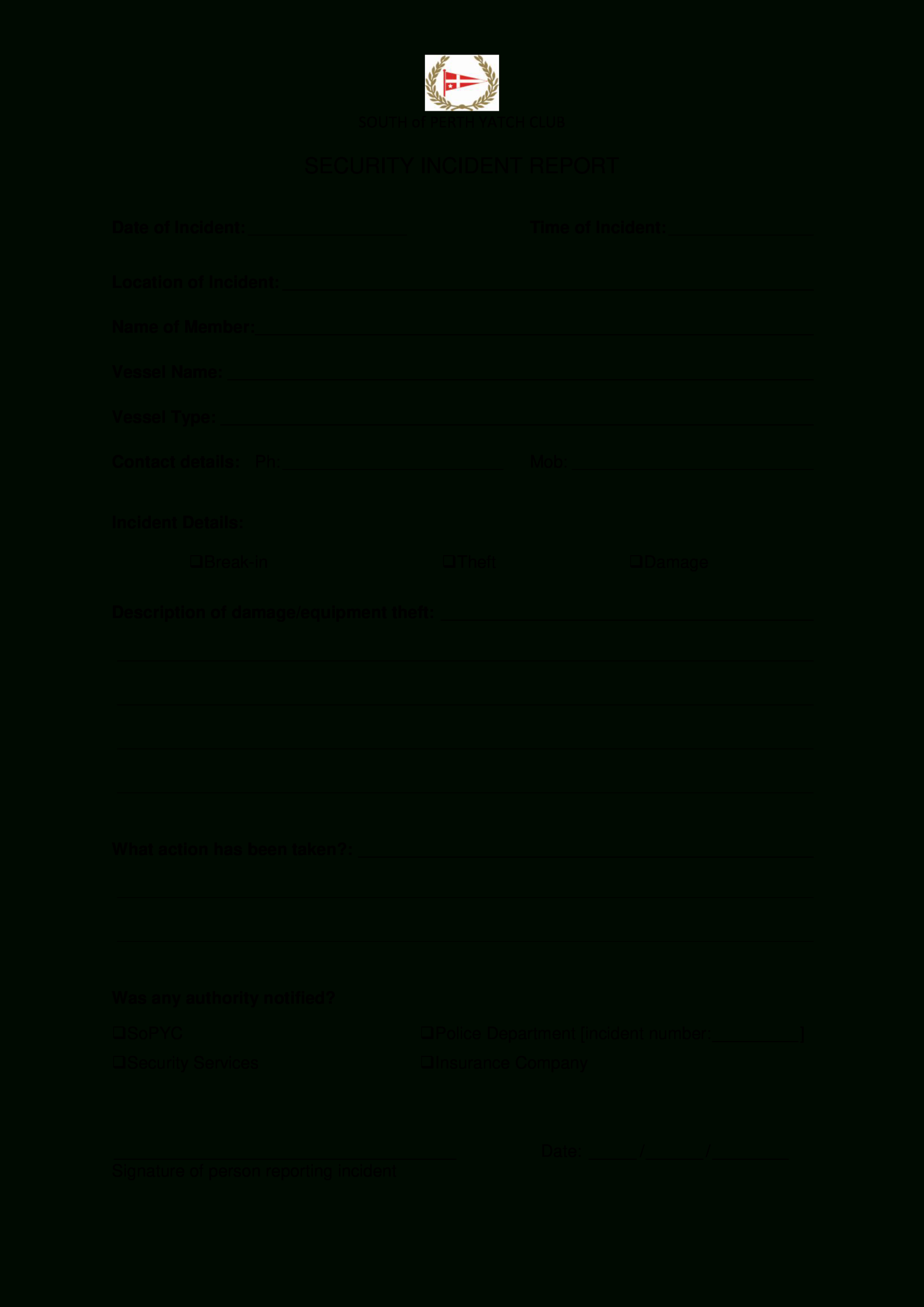 Security Incident Report | Templates At Allbusinesstemplates Intended For Insurance Incident Report Template