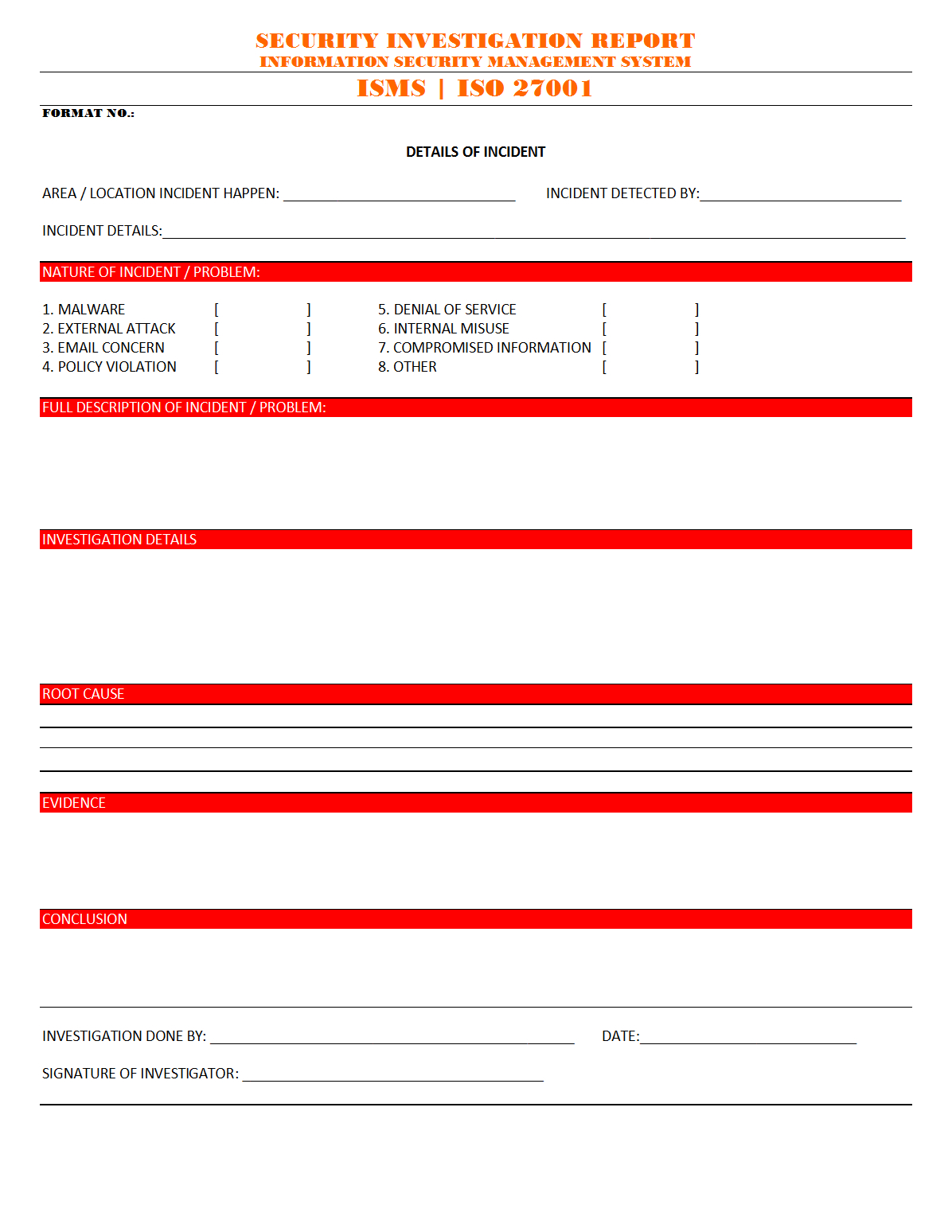 Security Investigation Report – With Regard To Physical Security Report Template