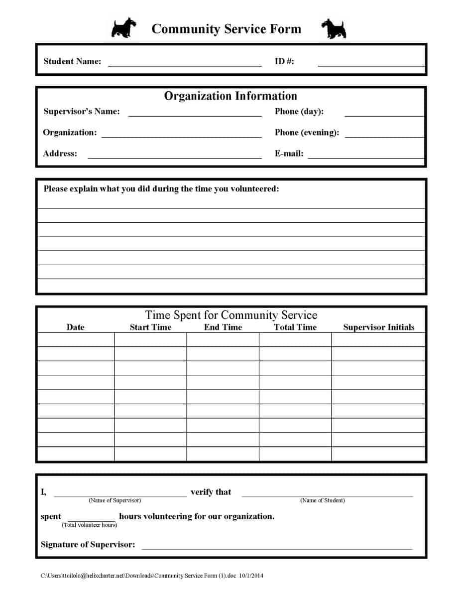 Service Request Form Templates – Word Excel Fomats With Regard To Community Service Template Word