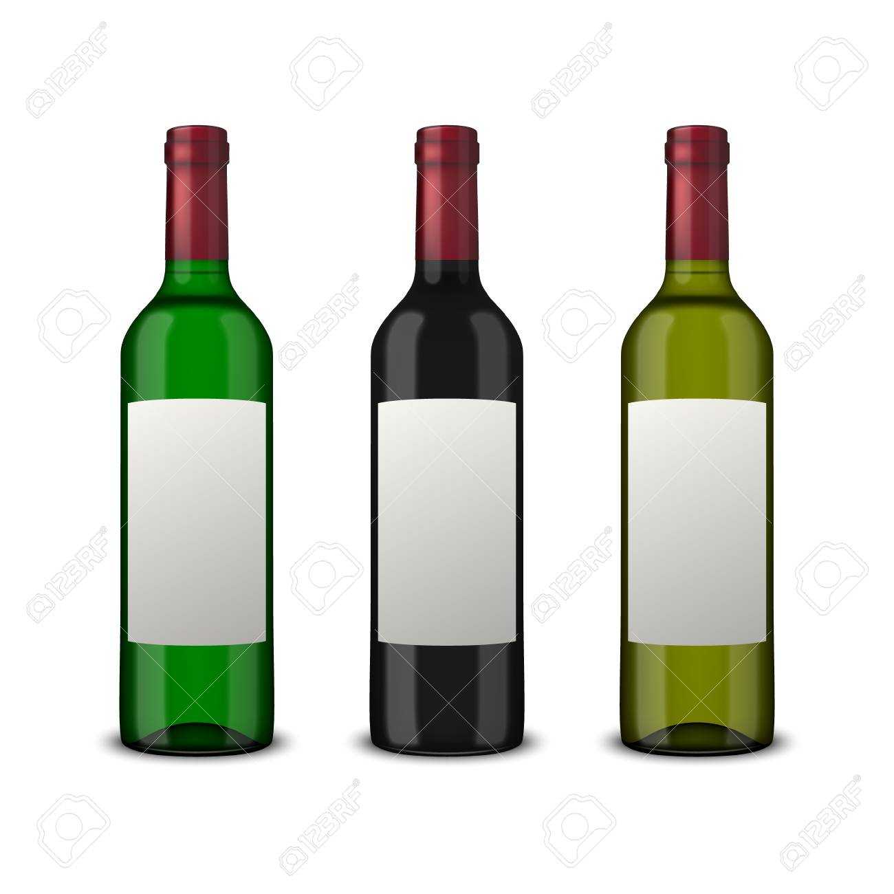 Set 3 Realistic Vector Bottles Of Wine With Blank Labels Isolated.. For Blank Wine Label Template