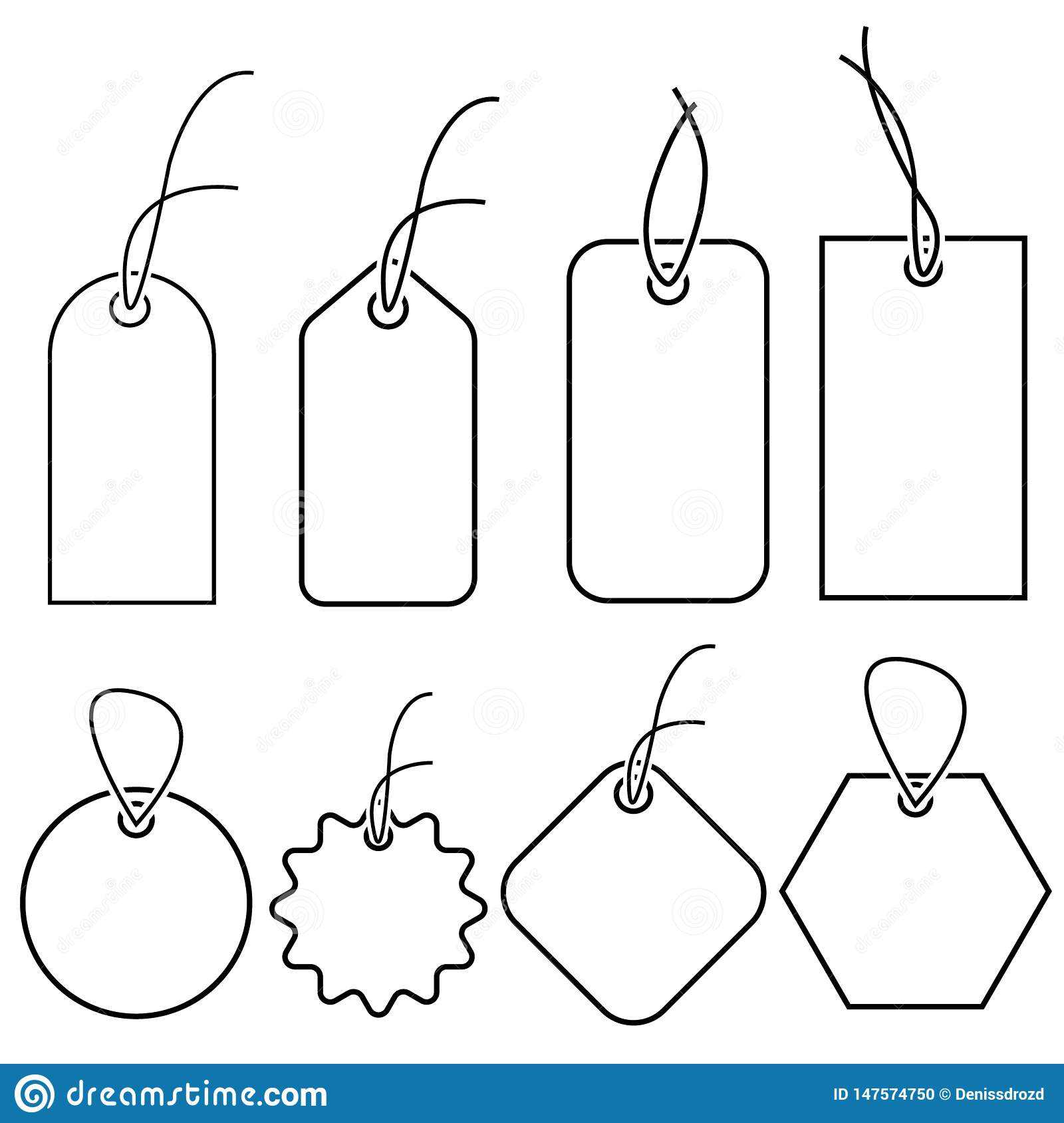 Set Of Empty White Price Tags In Different Shapes. Blank Intended For Blank Luggage Tag Template