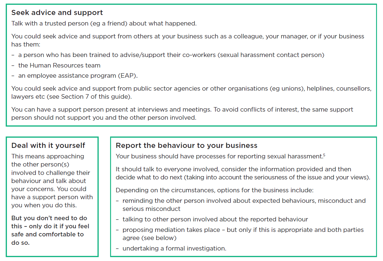 Sexual Harassment – Advice For Workers | Worksafe Intended For Sexual Harassment Investigation Report Template
