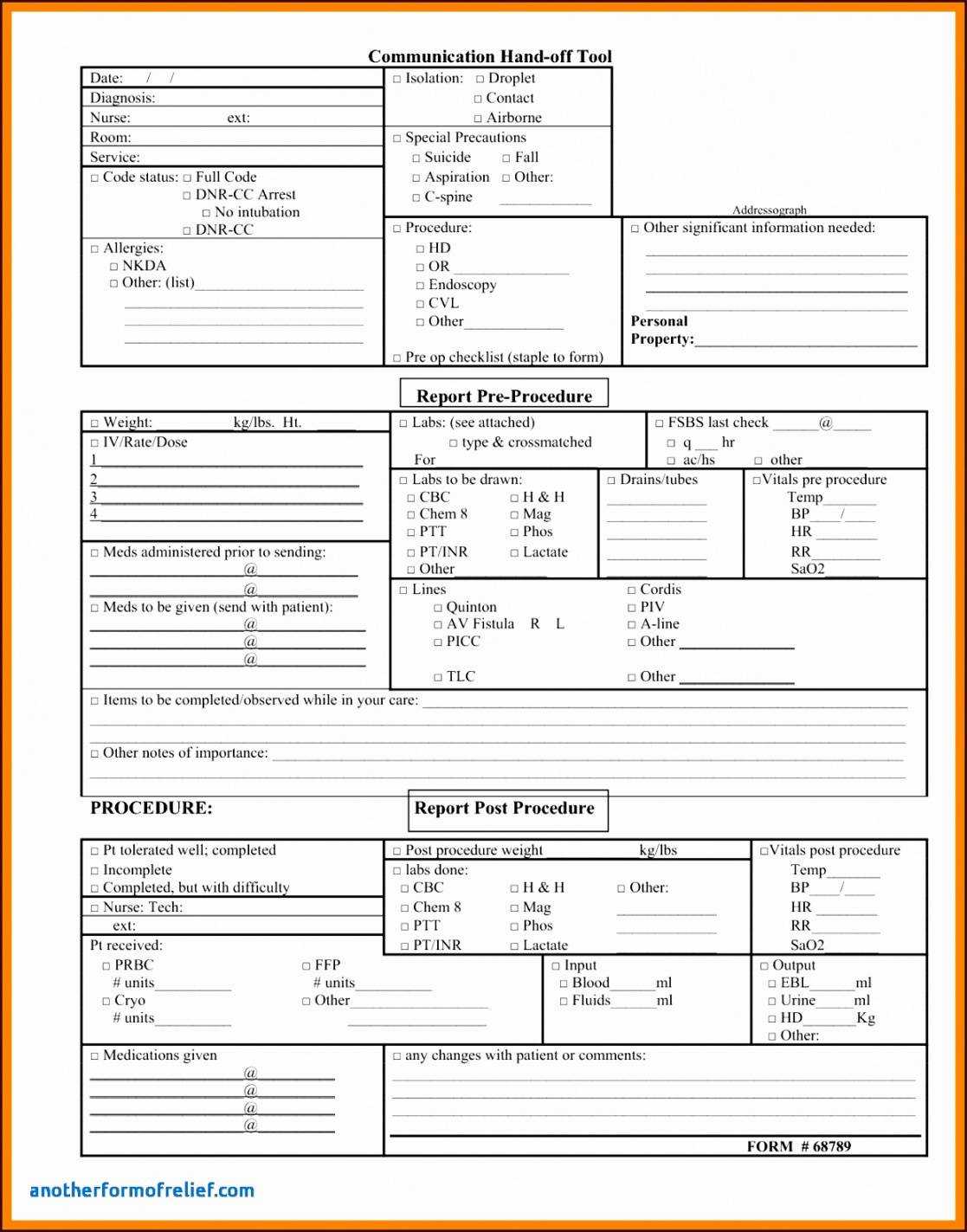 Shift Change Report Template With Nurse Report Template