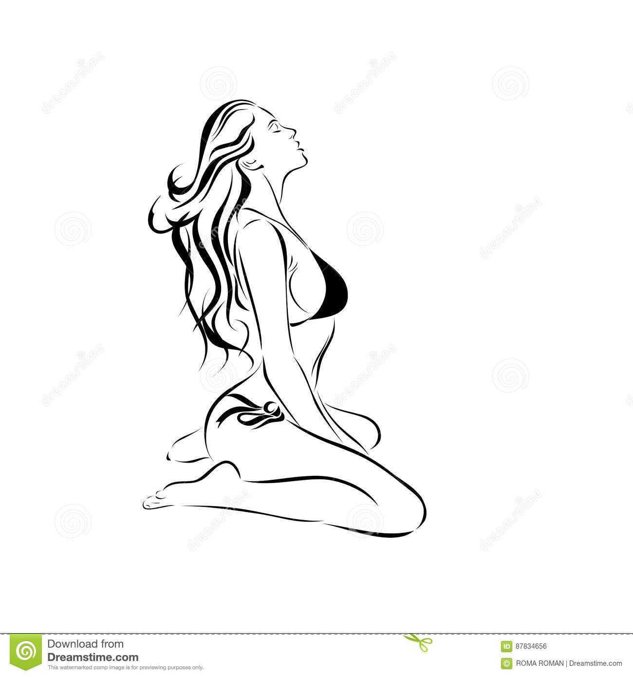 Silhouette Of A Girl Attractive Figure Slender Female Body With Regard To Blank Model Sketch Template