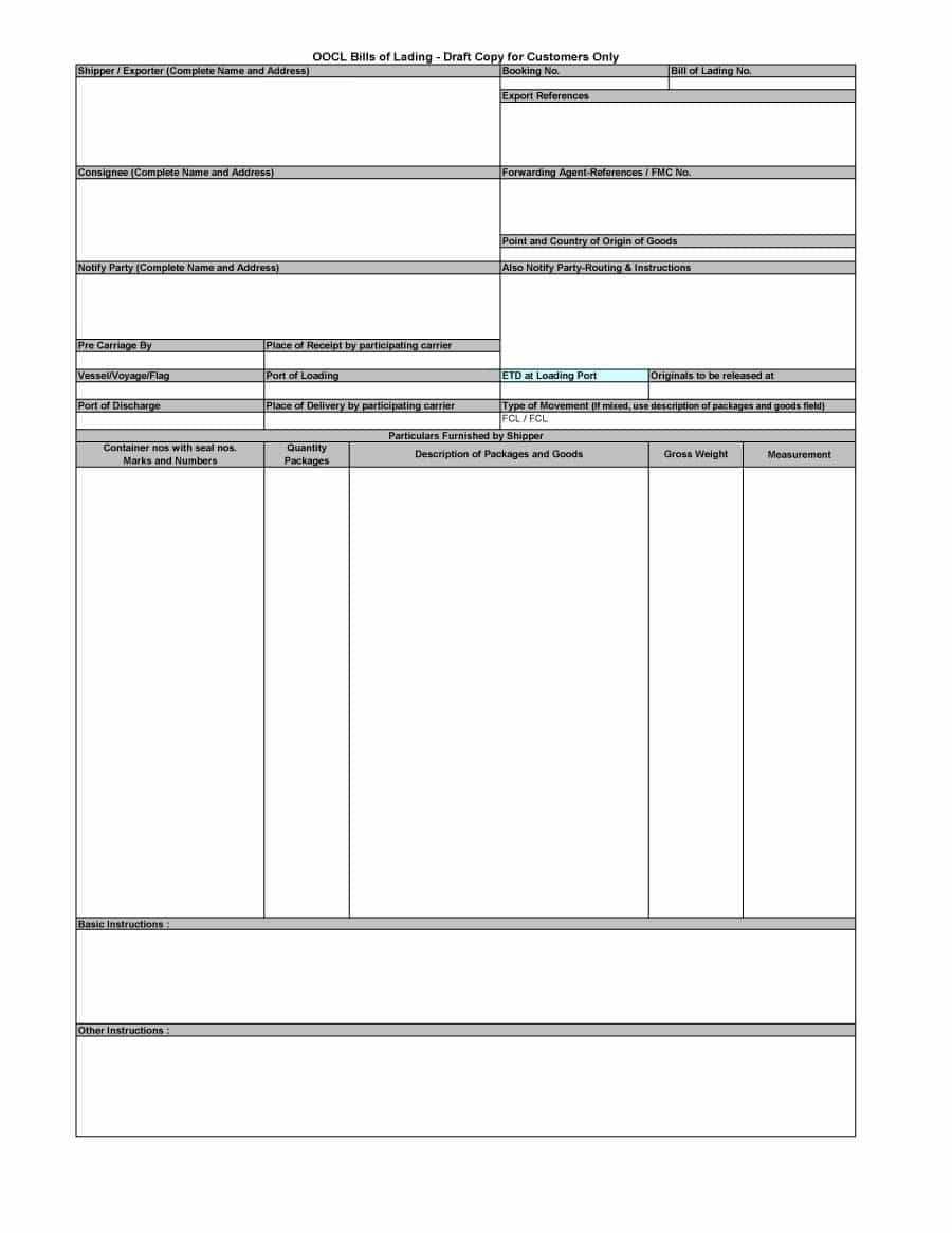 Simple Bill Of Lading – Dalep.midnightpig.co With Blank Bol Template