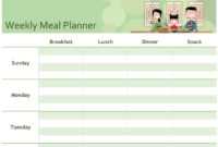 Simple Meal Planner with regard to Weekly Meal Planner Template Word