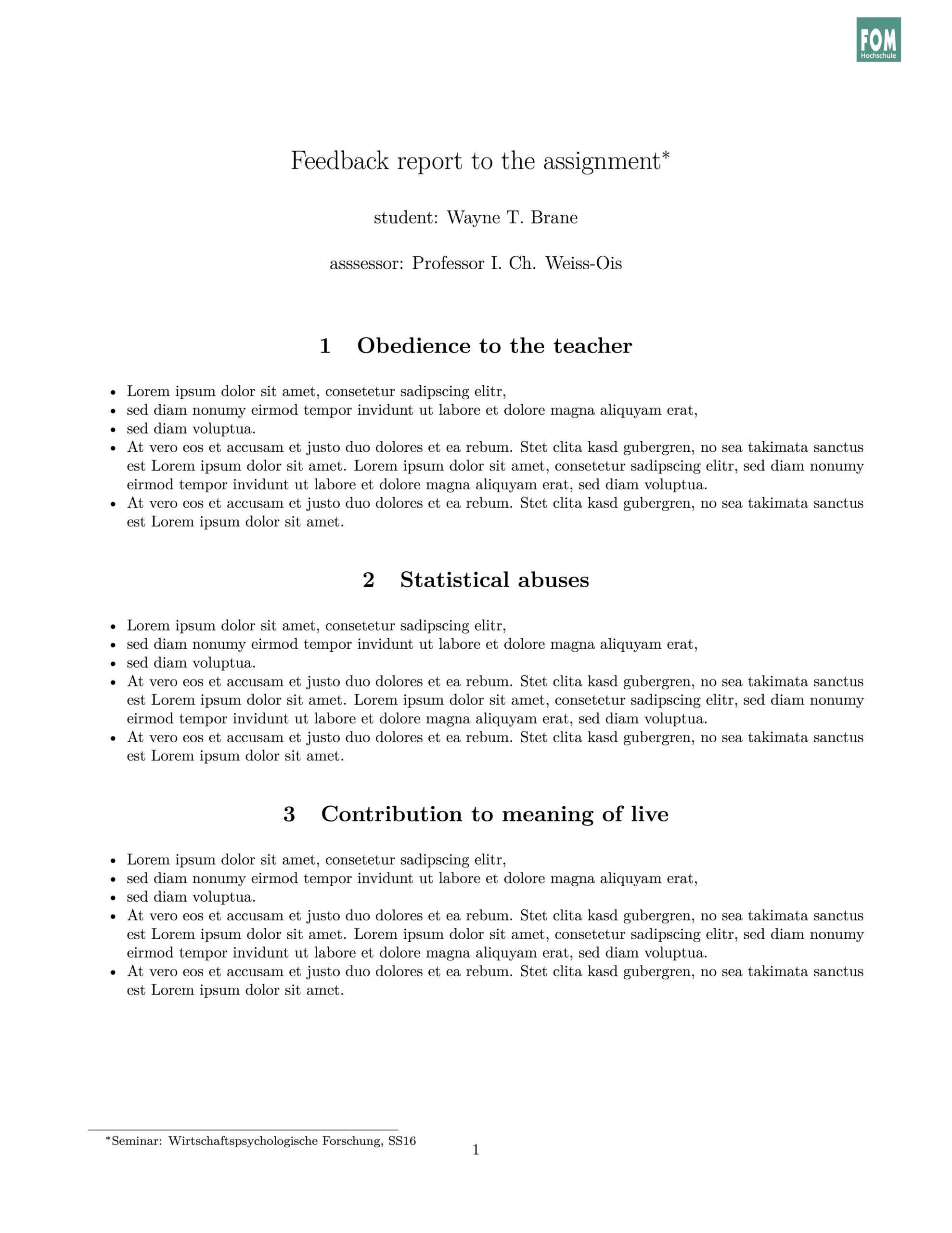 Simple (R )Markdown Template For 'onepager Reports' Etc With Assignment Report Template