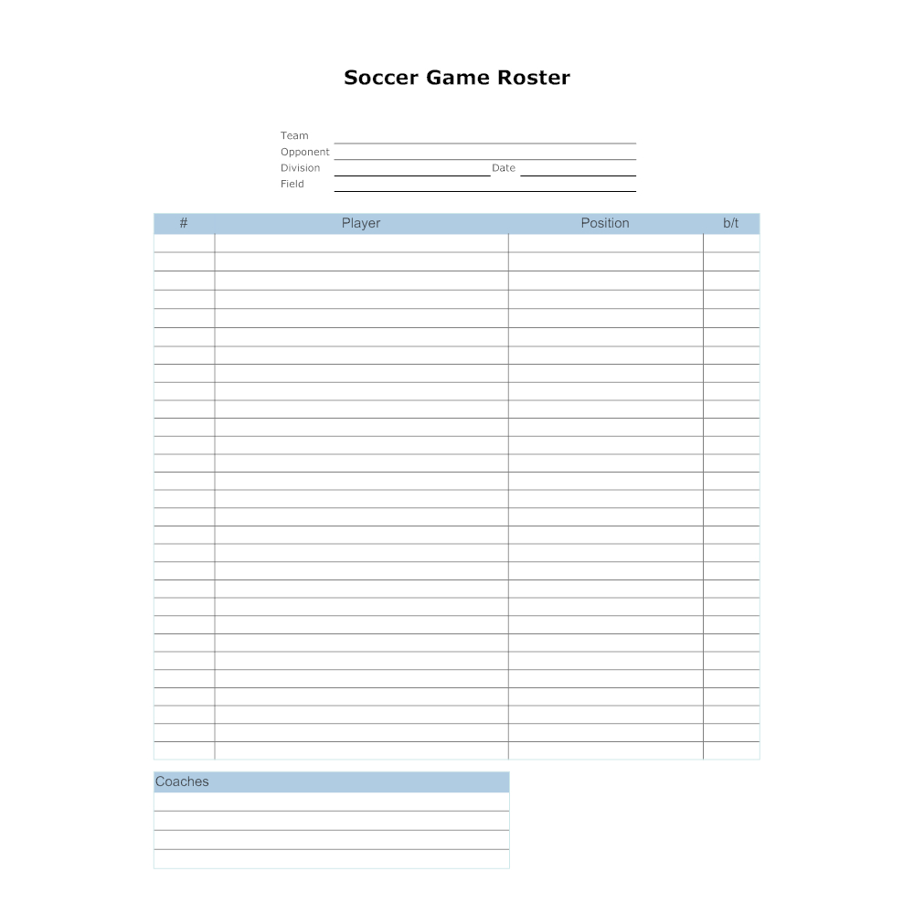 Soccer Roster Templates - Calep.midnightpig.co With Blank Football Depth Chart Template