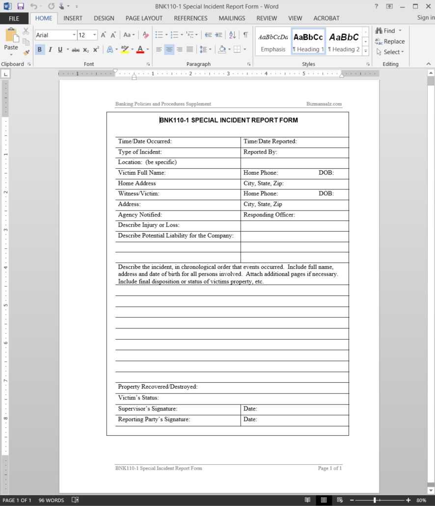 Special Incident Report Template | Bnk110 1 With It Incident Report Template