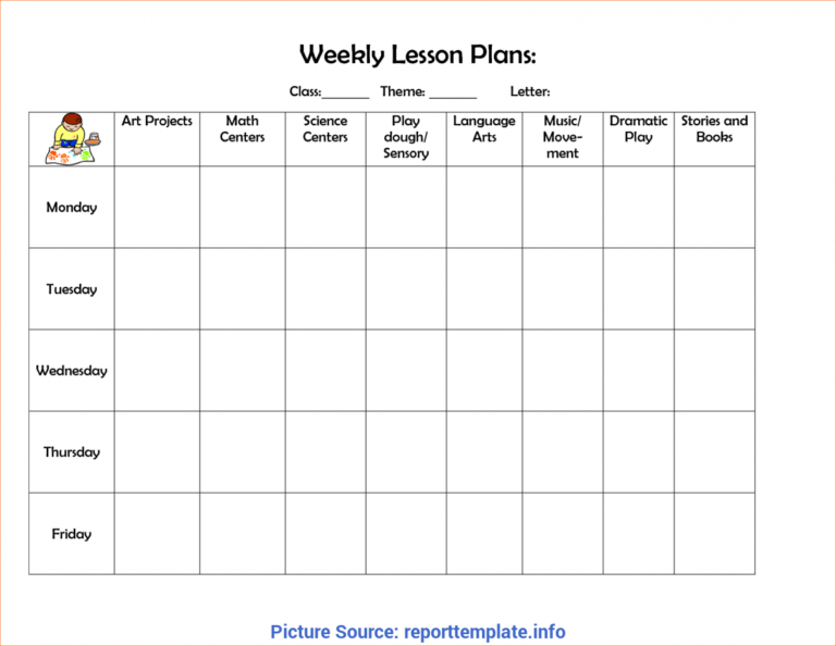 Special Lesson Plan Format Weekly 4+ Preschool Weekly Lesson In ...