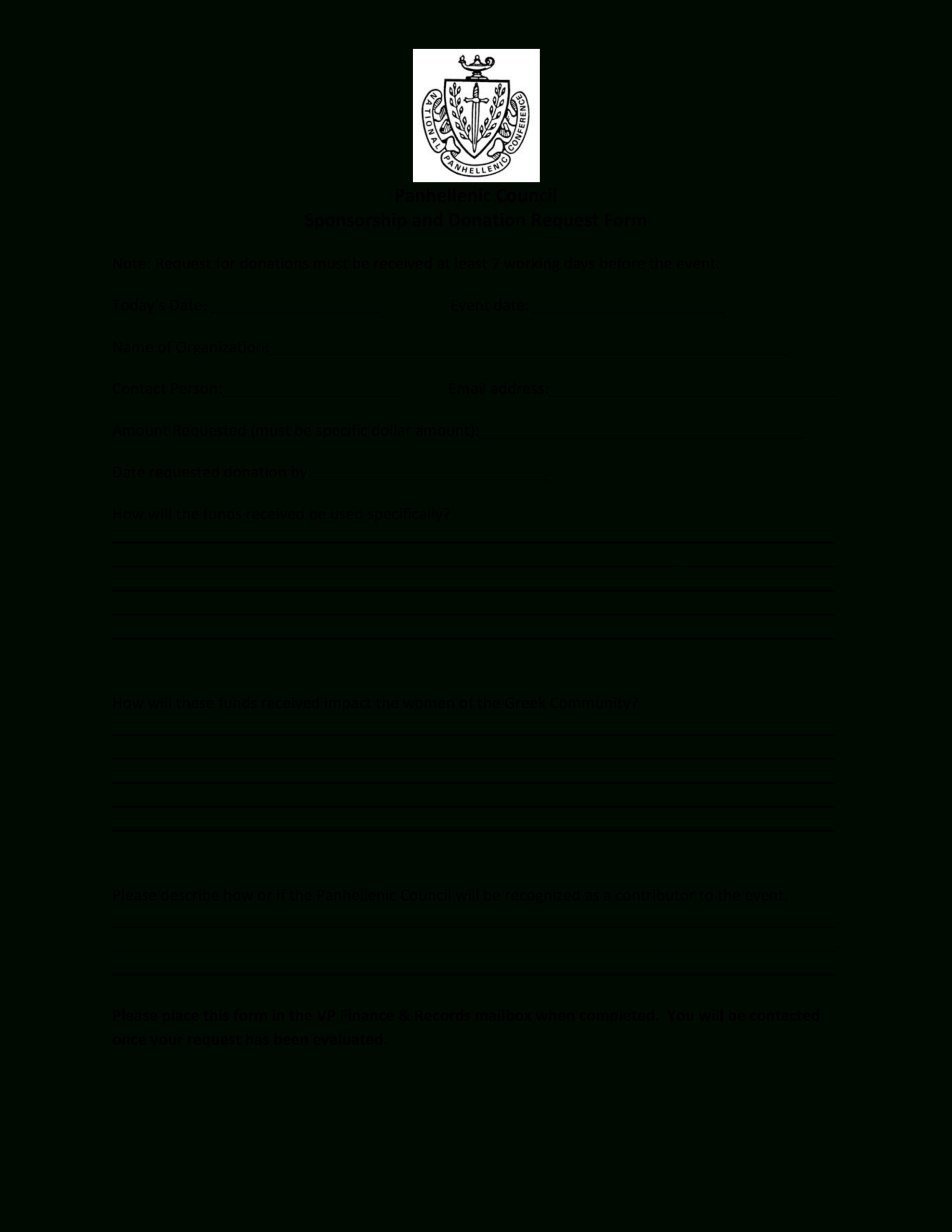 Sponsorship Request Form | Templates At With Regard To Blank Sponsorship Form Template