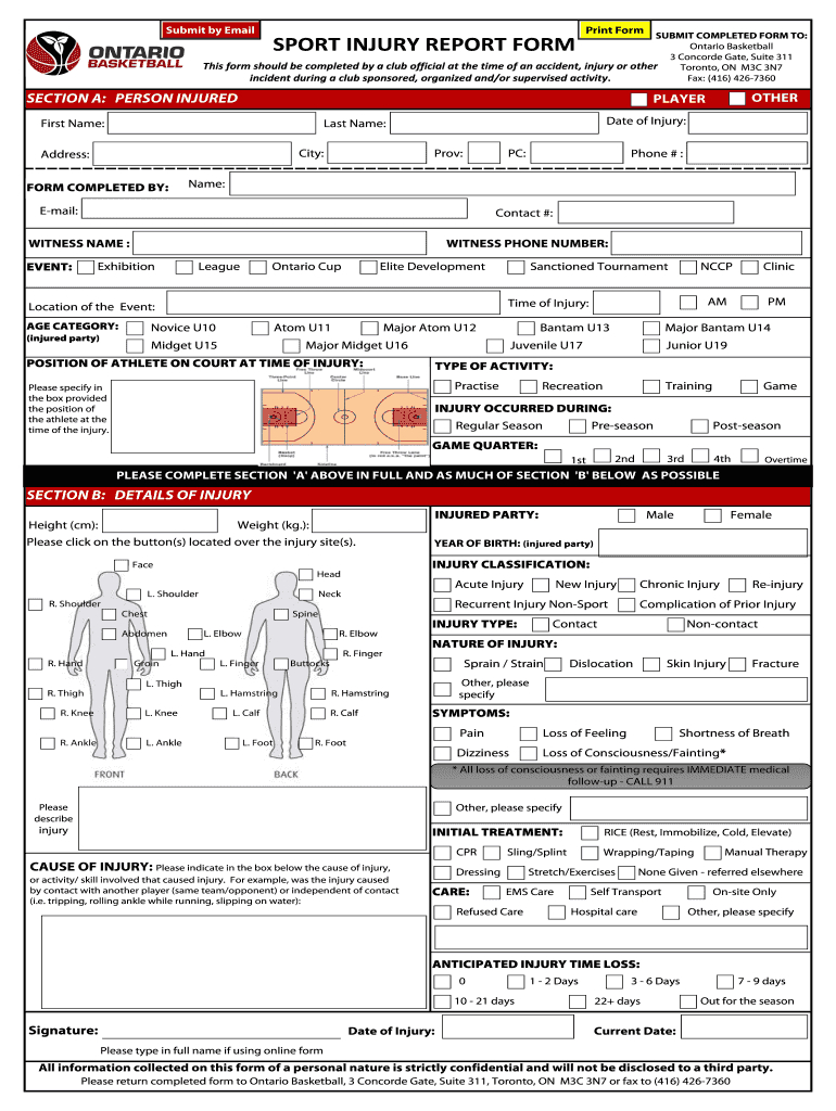 Sports Injury Report Form – Fill Out And Sign Printable Pdf Template |  Signnow Throughout Injury Report Form Template
