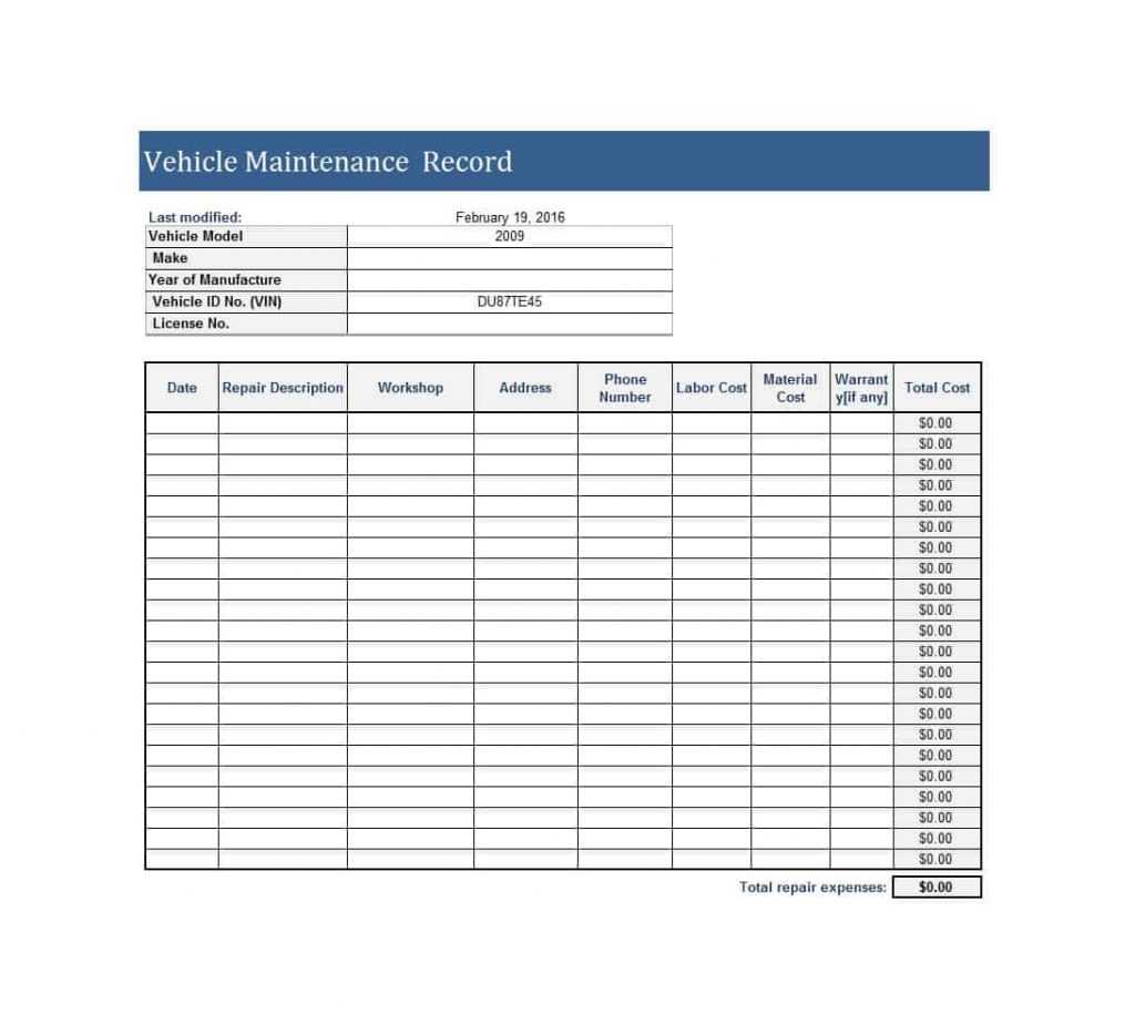 Spreadsheet Car Maintenance Free Excel Templates Vehicle With Regard To Vehicle Checklist Template Word