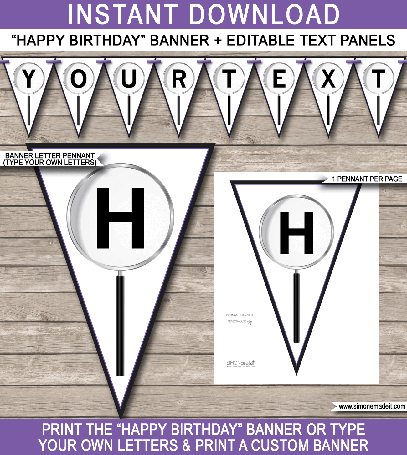 Spy Secret Agent Party Banner Template – Purple Within Diy Banner Template Free