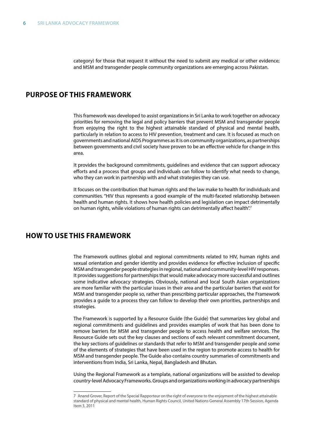 Sri Lanka Advocacy Framework: Hiv, Human Rights And Sexual Regarding Rapporteur Report Template